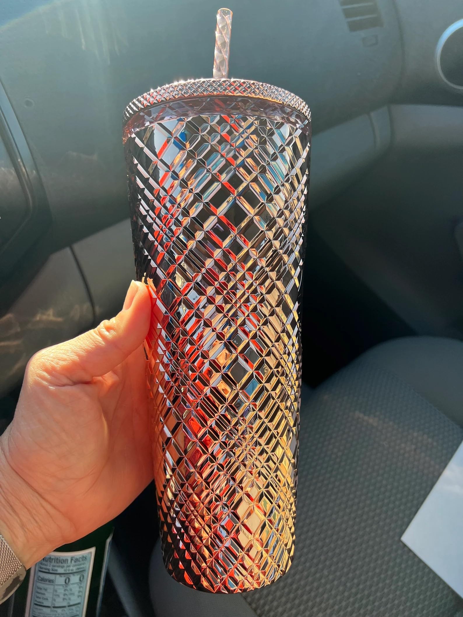 Starbucks 2023 Winter Holiday Jeweled 24Oz Tumbler Cold Cup - Rose Gold
