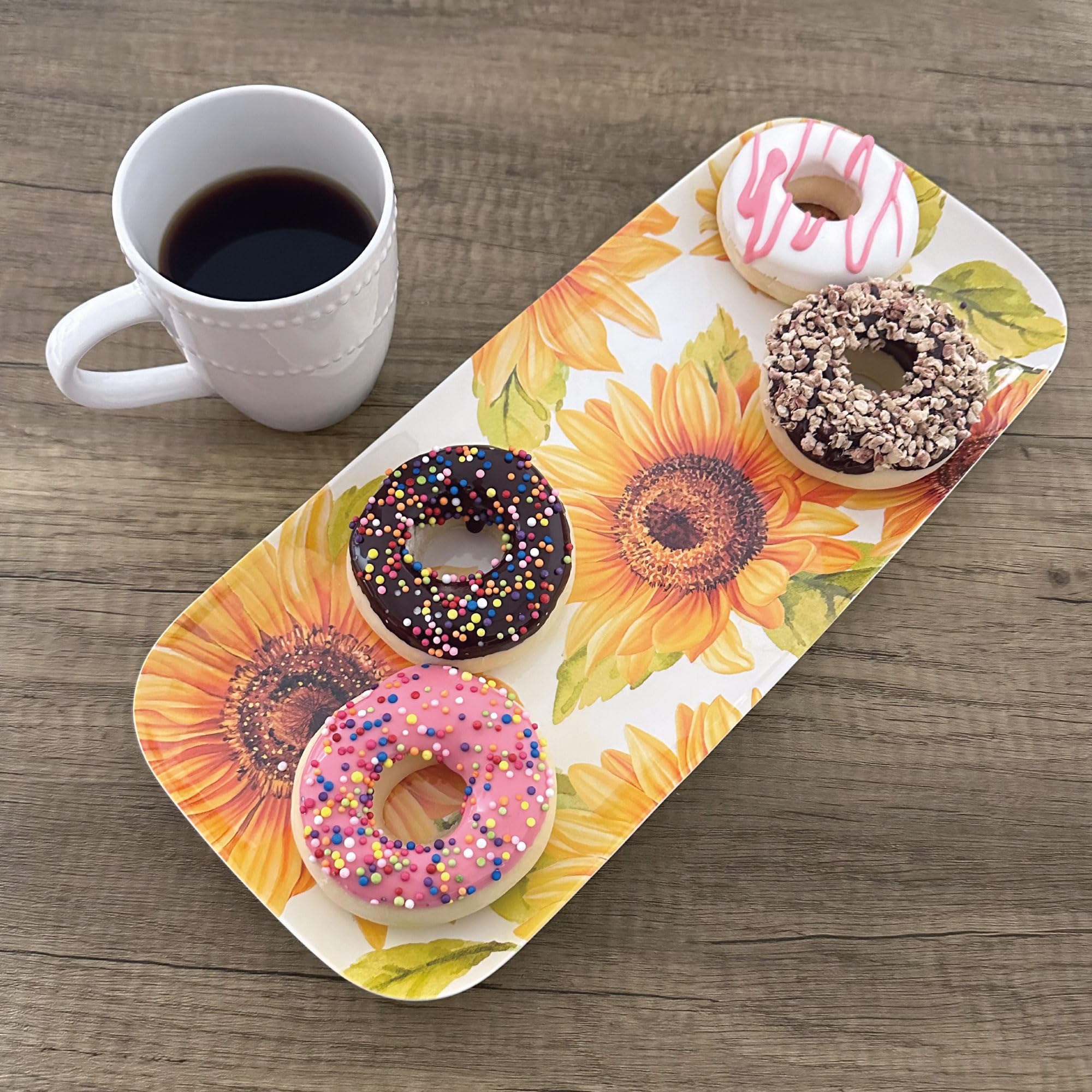 Upware 15 Inch Melamine Rectangle Serving Tray, Bpa Free Food Tray (Sunflower)