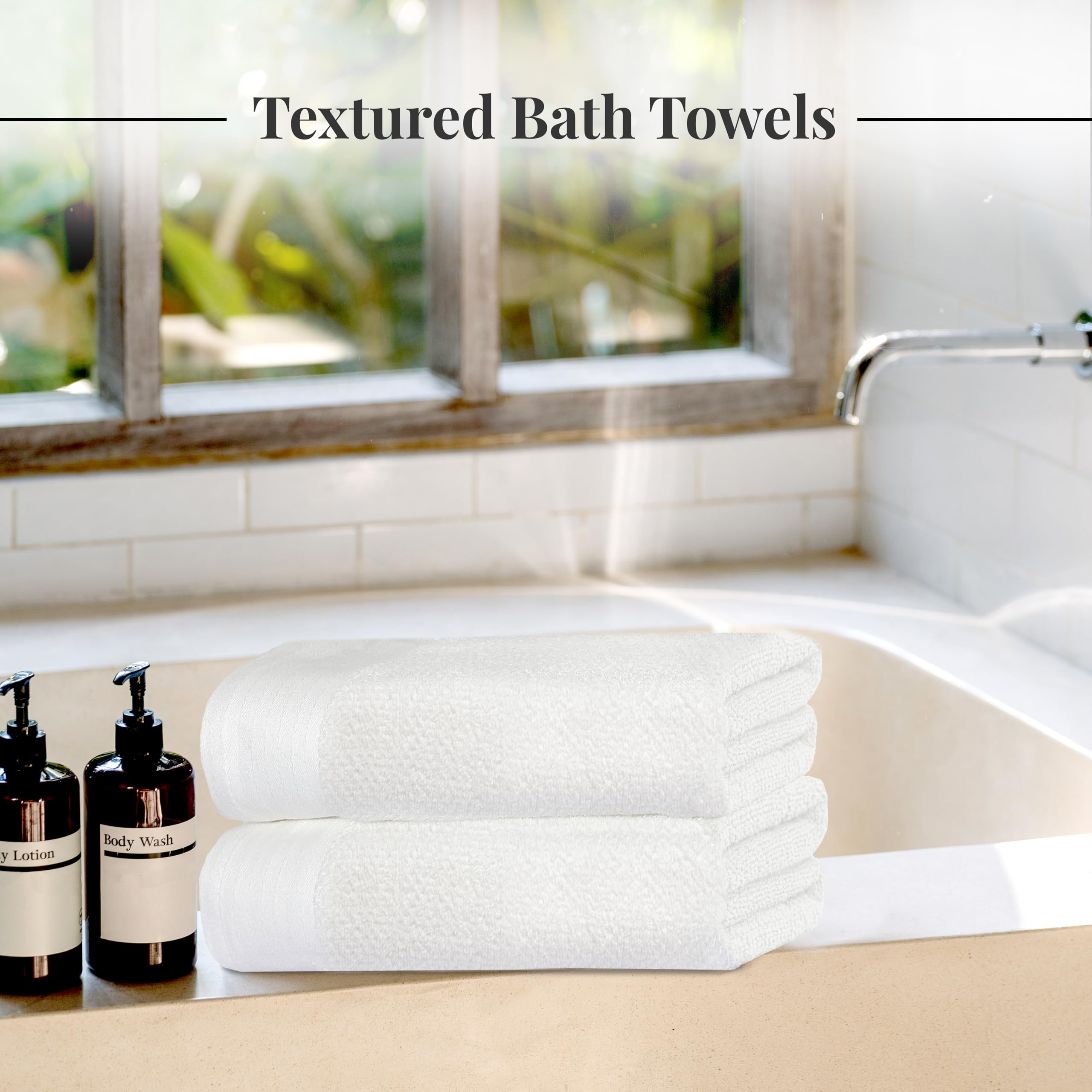 Tens Towels 8 Pack Popcorn Textured Luxury Towels Set, 2 Large Bath Towels, 2 Hand Towels, 4 Washcloths, 100% Cotton, Plush Hote