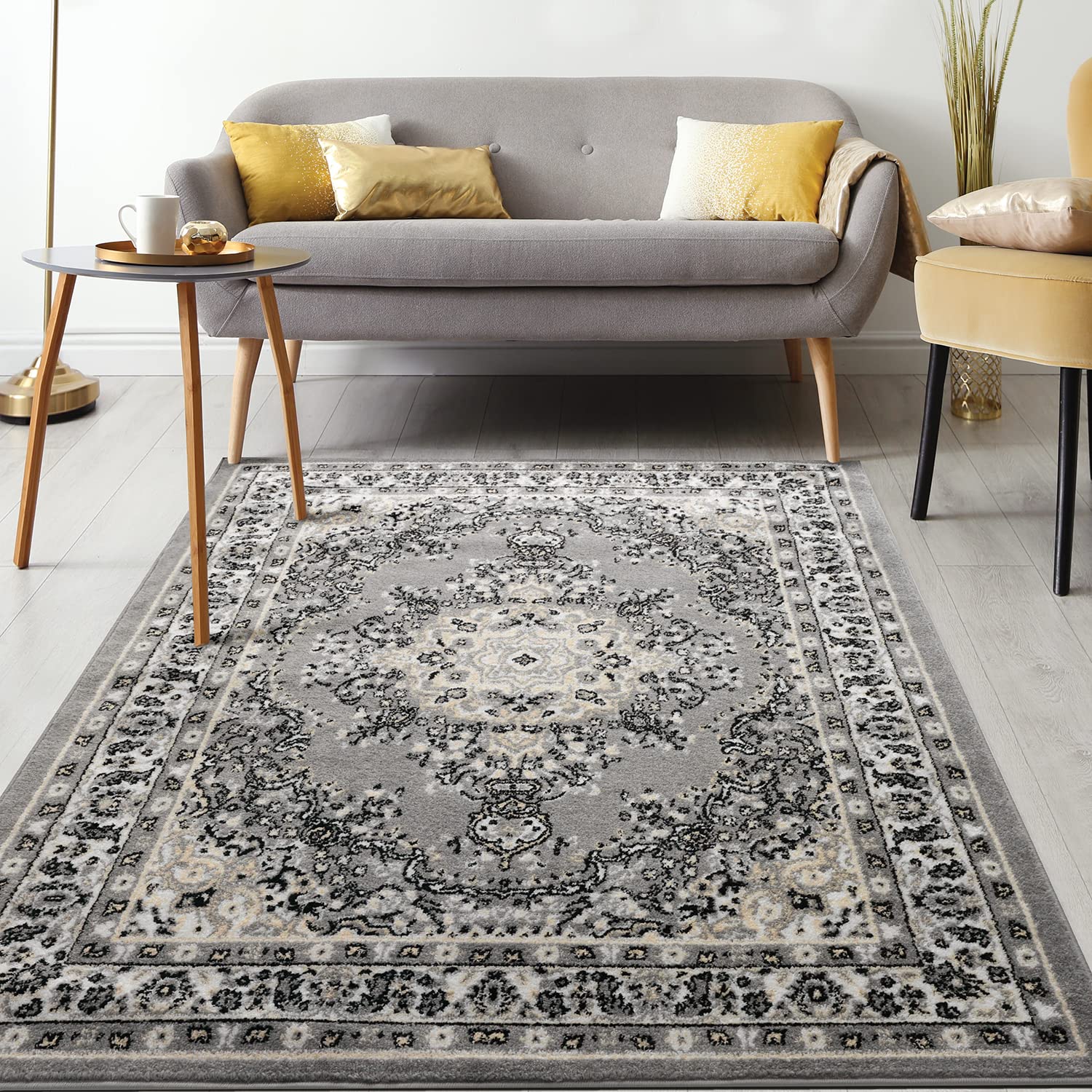 Antep Rugs Oriental 5x7 Traditional Medallion Indoor Area Rug Siesta (Gray Beige, 53 x 7)