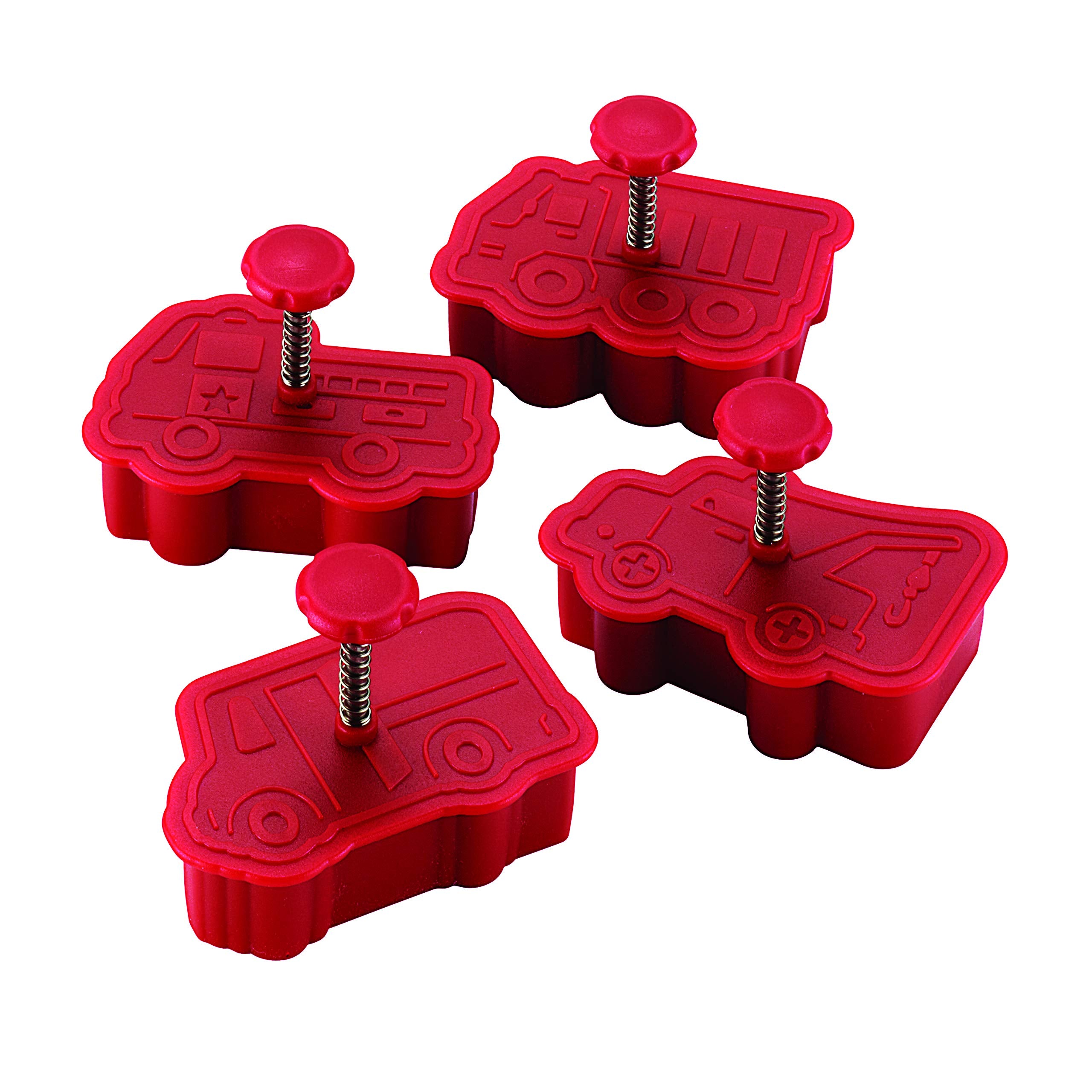 Cake Boss Decorating Tools 4-Piece Work Truck Fondant Press Set  Red