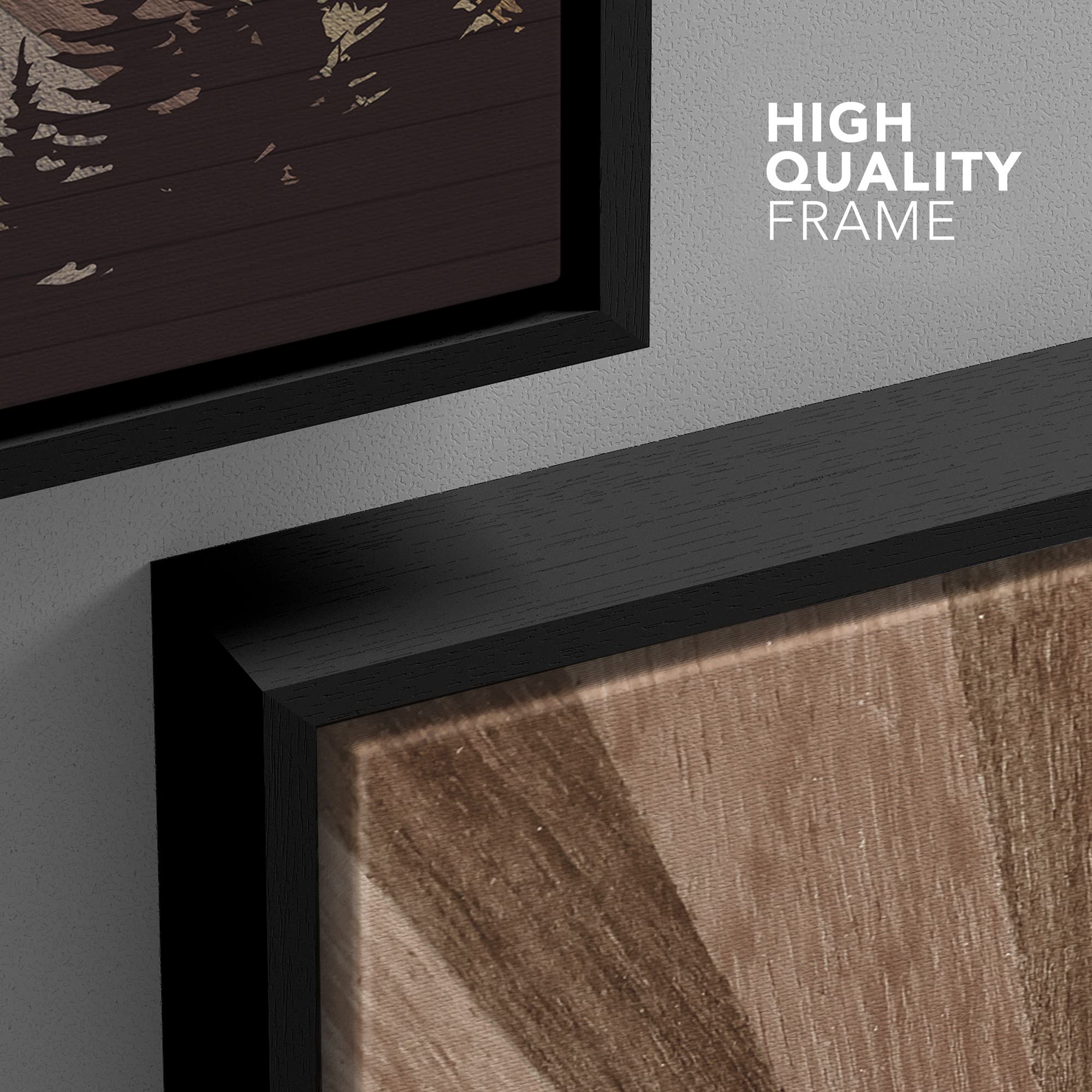 Wall26 Framed Canvas Print Wall Art Western Decor Brown Wood Panel Snowy Mountain Forest Nature Shapes Digital Art Modern Art Ru