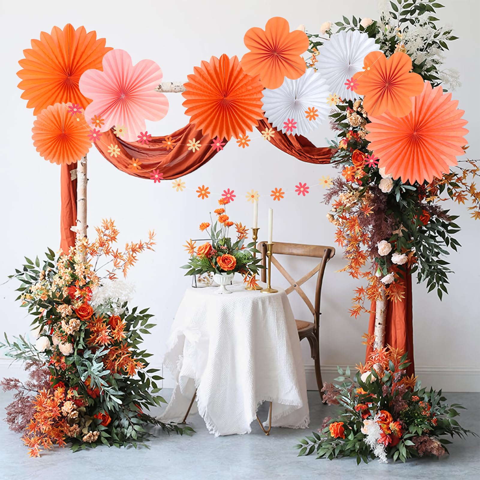 Sunbeauty Paper Fans Decorations Pink And Orange Party Decorations Flower Party Decorations Classroom Decoration Paper Floral Ba