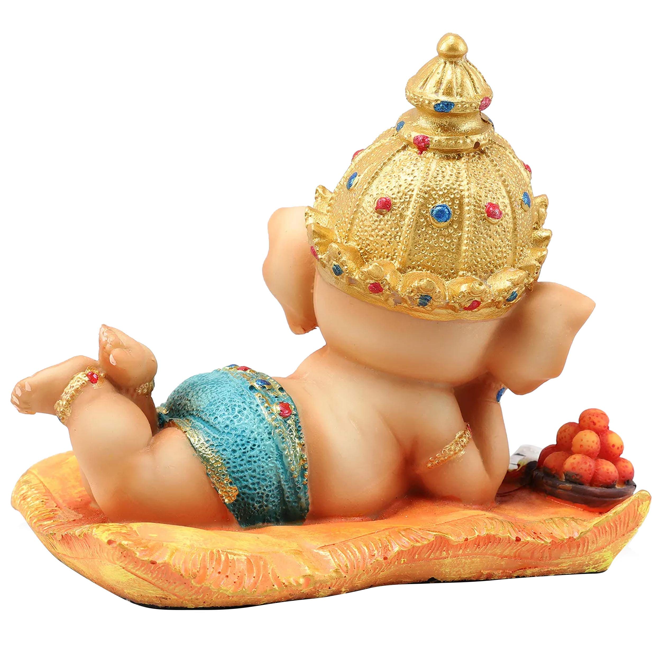 TIED RIBBONS Resin Decorative Ganesh Idol Statue Showpiece (Multi, 16 Cm X 12.9 Cm) - Decoration Items For Home Decor Mandir Tem