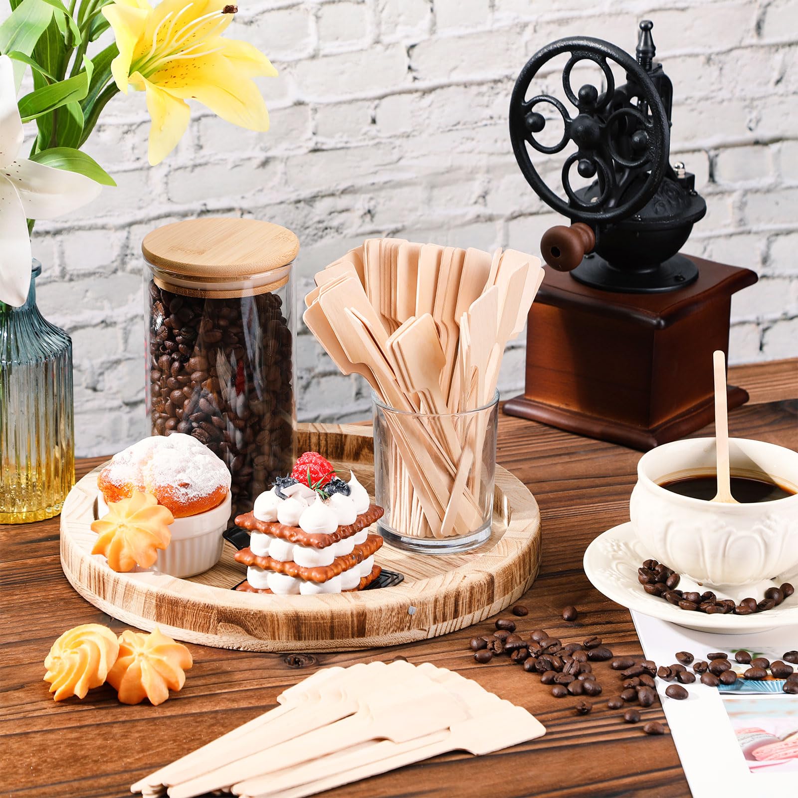 Bokon 600 Pieces 6.3 Inch Coffee Stir Sticks Wooden Kayak Paddle Shaped Sticks Coffee Stirrers Wood Wooden Stirrer Hot Cocoa Sti