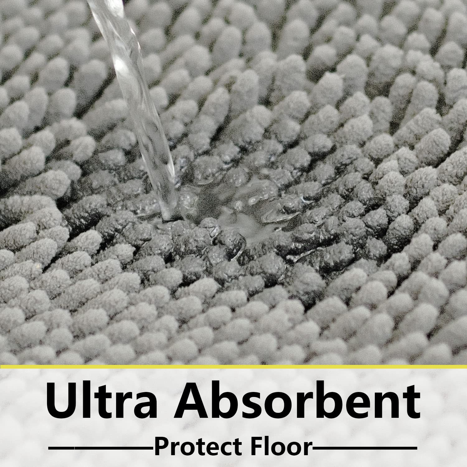 Bathroom Rugs Sets 3 Piece Extra Soft and Absorbent Shag Chenille bathroom Rugs Set  Machine Washable Bathroom Rug Set  Strong PVC Non-Slip Underside  Plush Bathroom Rug Sets 3 Piece (Light Grey)