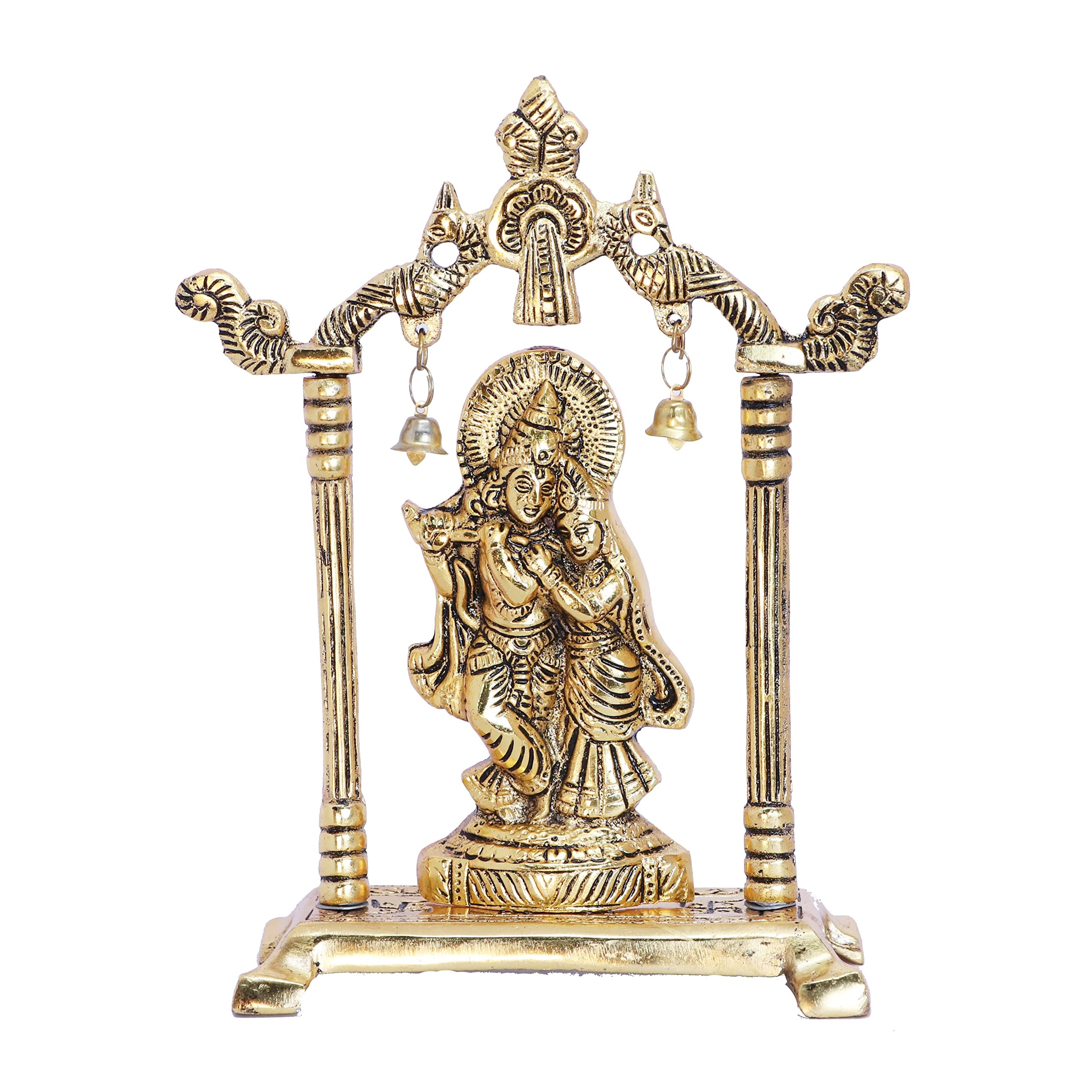 KridayKraft Metal Radha Krishna Statue Gold Plated Decor Your Home,Office & Radha Krishna Murti Idol Showpiece Figurines,Religio