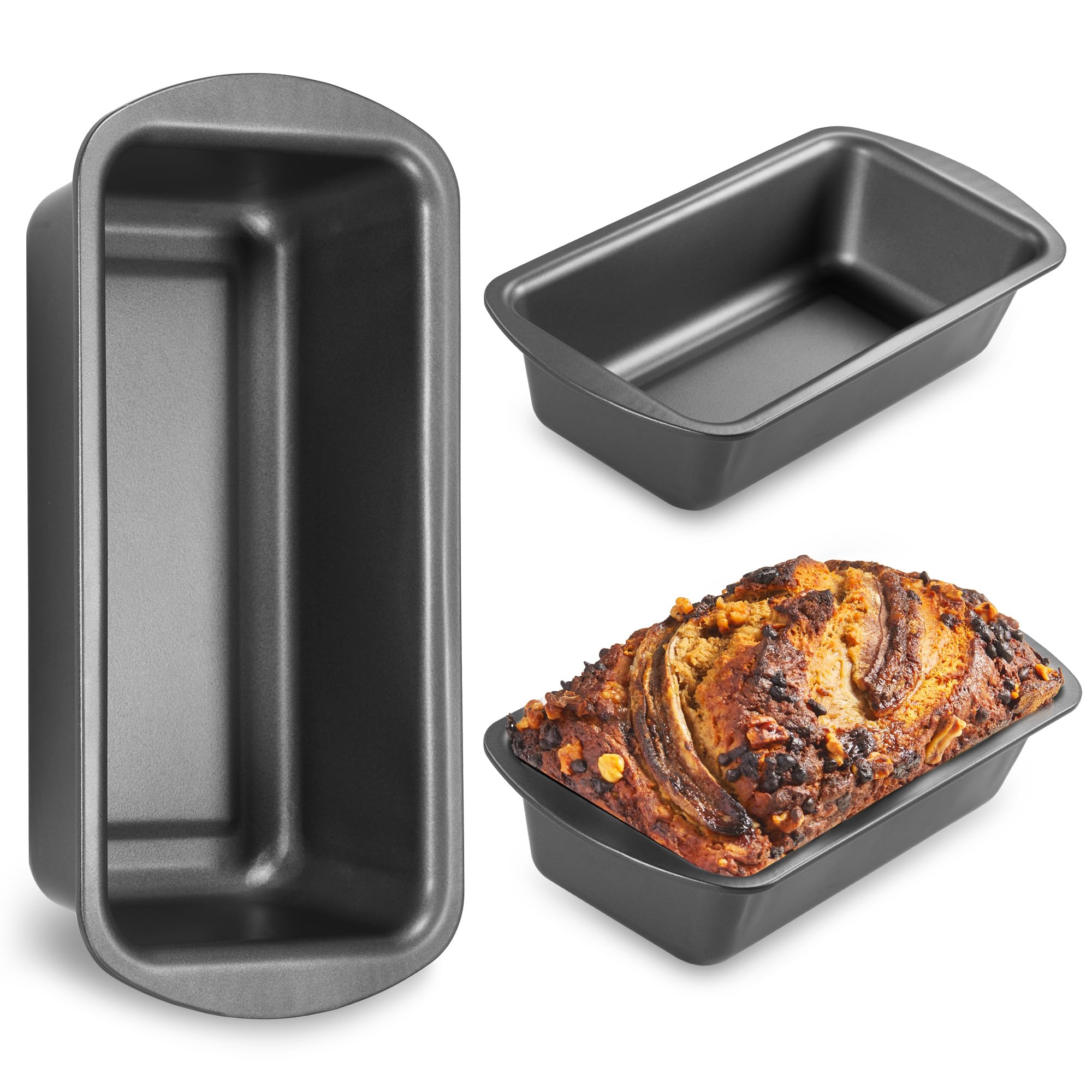 Hongbake 3 Pack Bread Pan For Baking Loaf Pan Set, 8.5 X 4.5 Inches Loaf Pan With Wide Grips Nonstick Bread Tin 3 Pack, 1Lb Perf