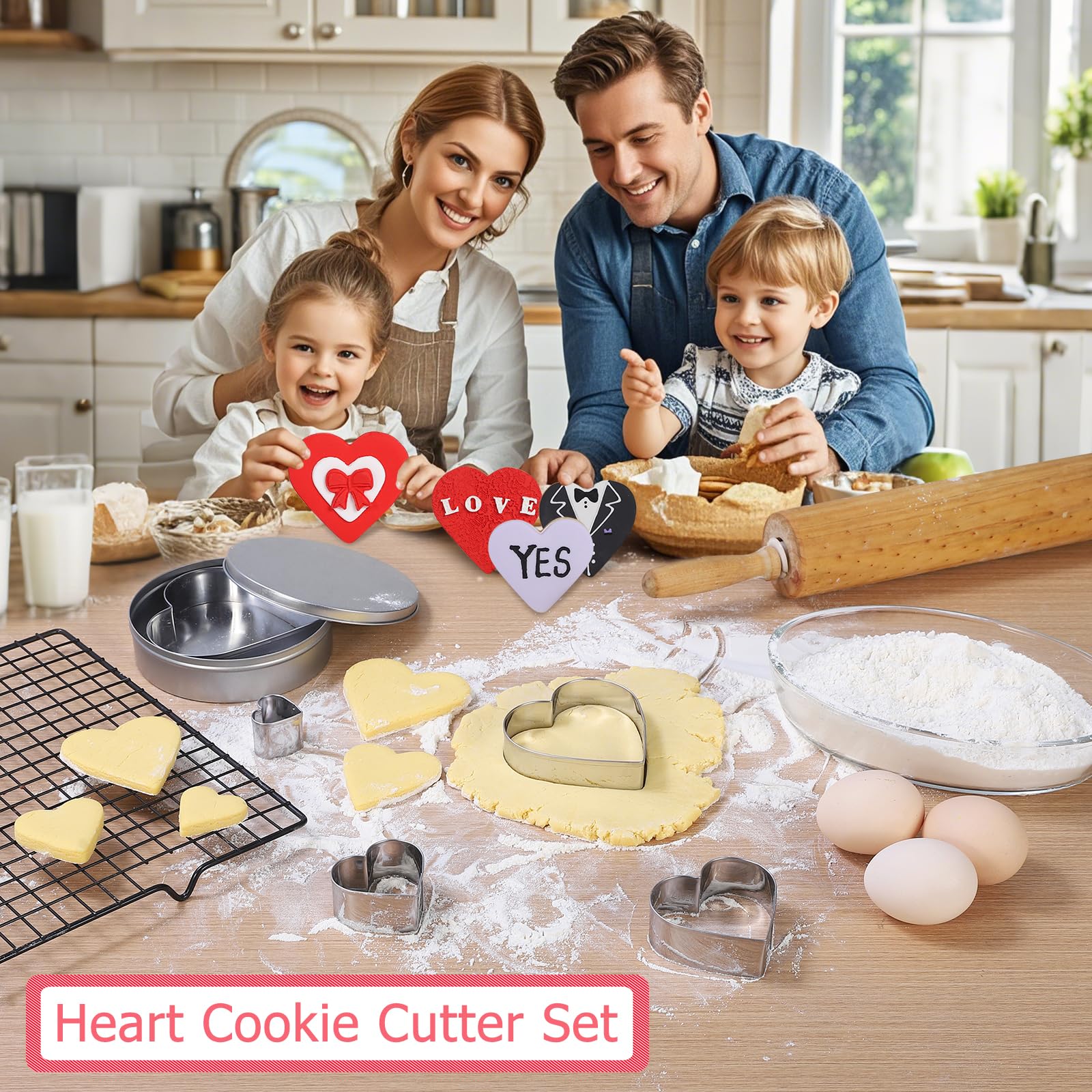 Heart Cookie Cutter Set - 5 Pcs Love Shaped Cookie Molds For Valentines Day Holiday Birthday Party - Stainless Steel (4.21 3.4