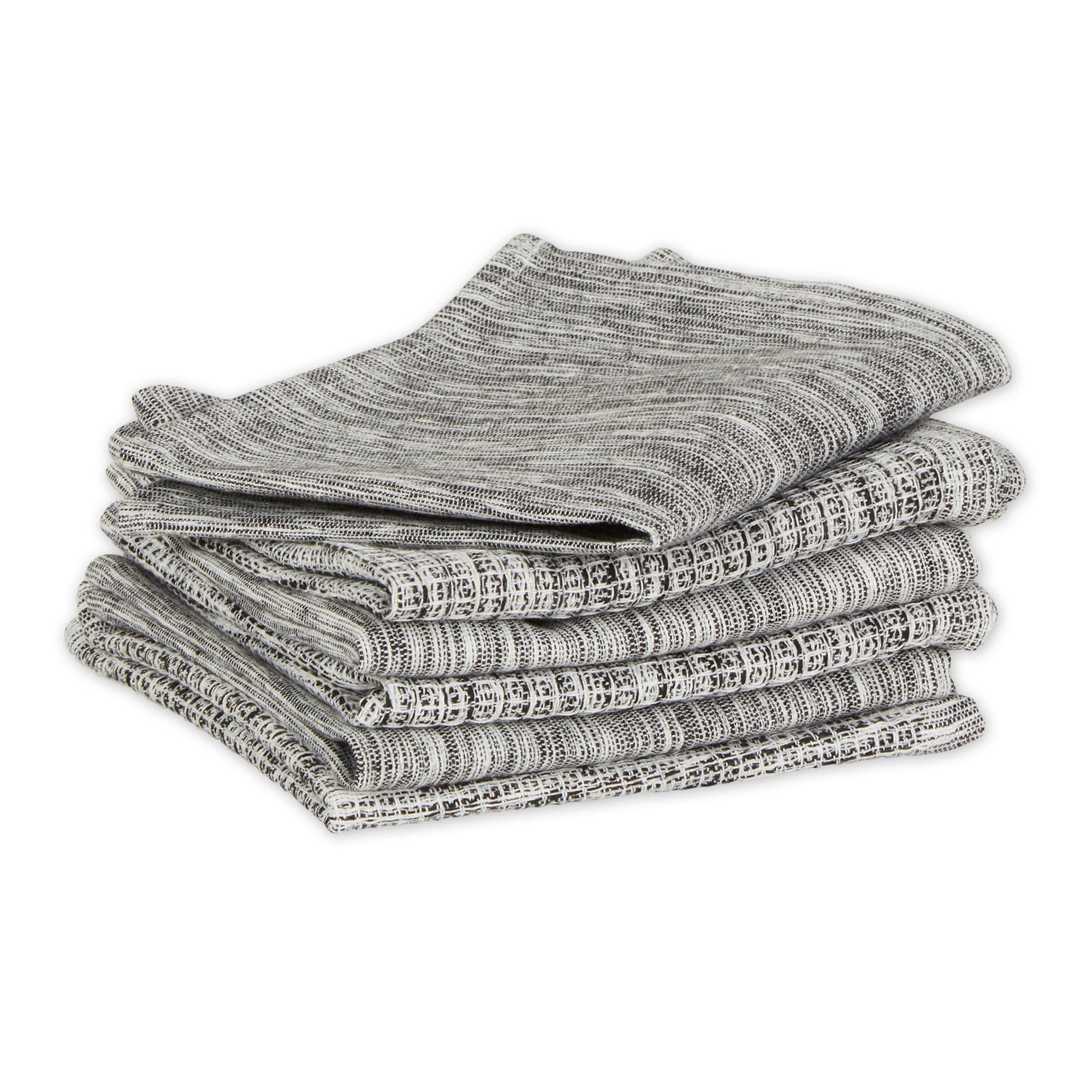 BLACK/OFF-WHITE ASST RECYCLED COTTON DISHCLOTH SET/6