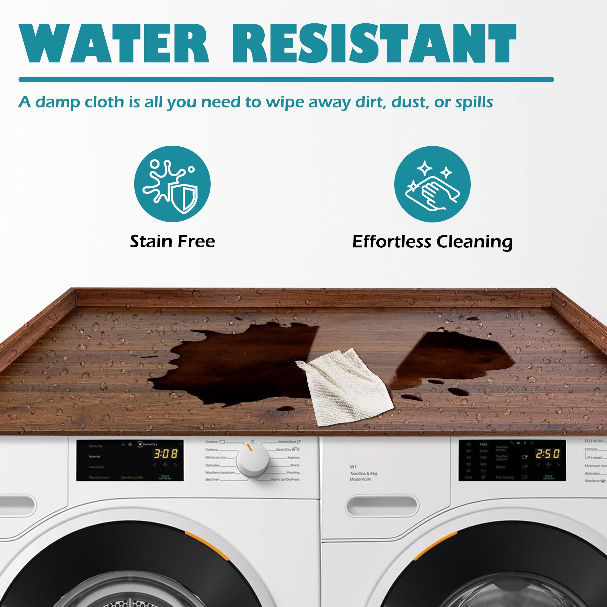Royxen Laundry Countertop Solid Wood, Countertop For All Front-Loaded Washing Machine And Dryer, Extra Room For Laundry Room, Wa