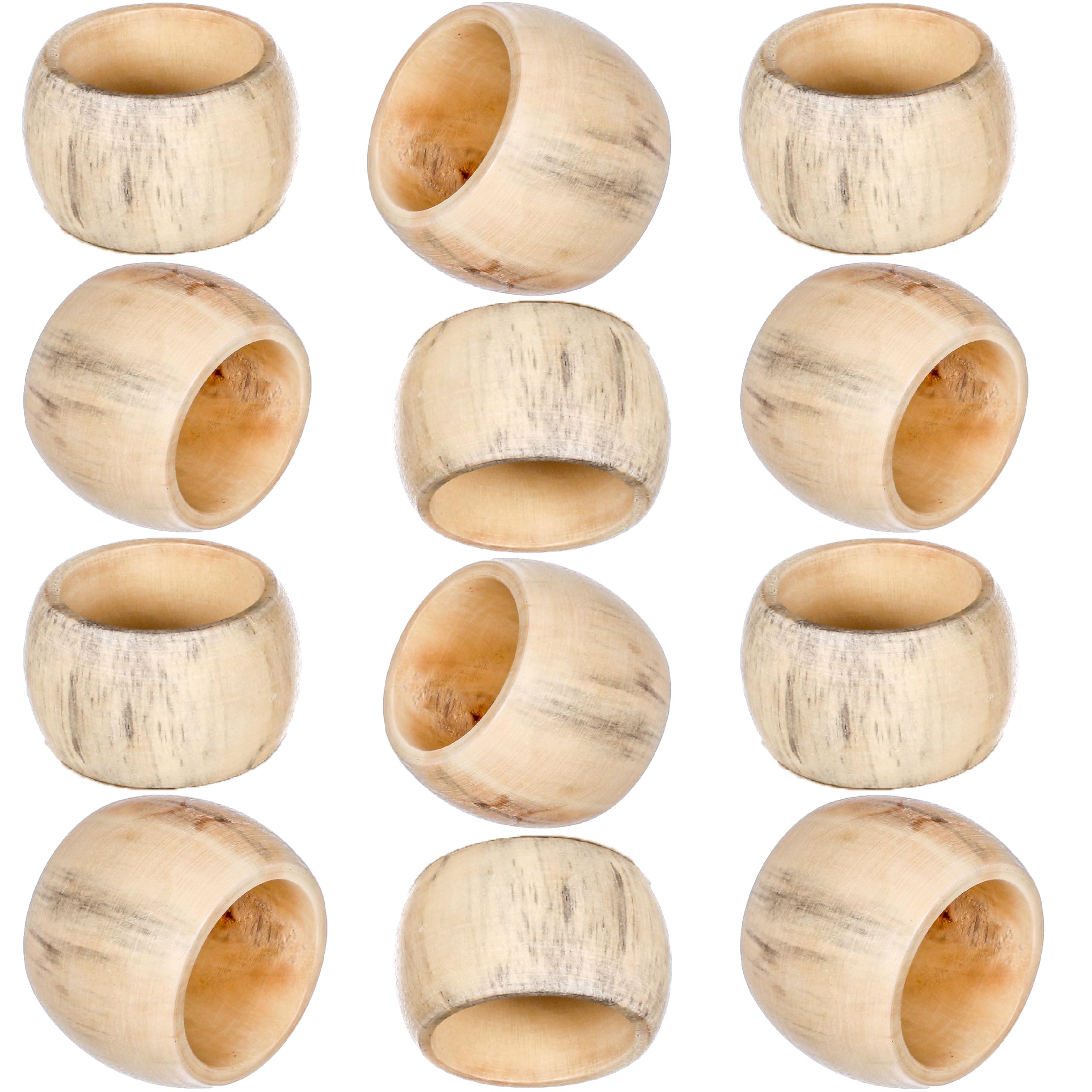 Alpha Living Home Spring Napkin Rings Set Of 12, Wooden Serviette Holders, Round Serviette Rings Bulk For Party Decoration, Dinn