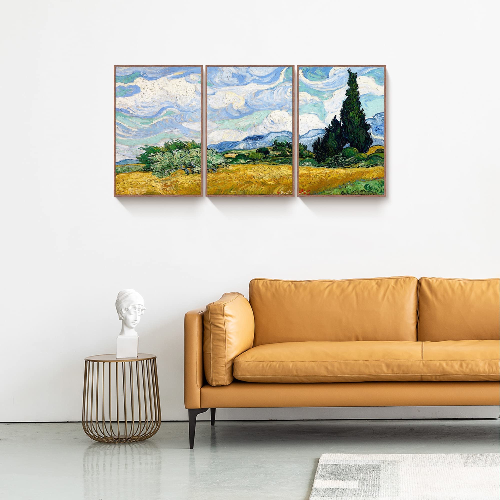 Full House Framed Canvas Prints Wall Art Of Van Gogh Oil Paintings Reproduction - Wheat Field With Cypresses - Impressionism Aes