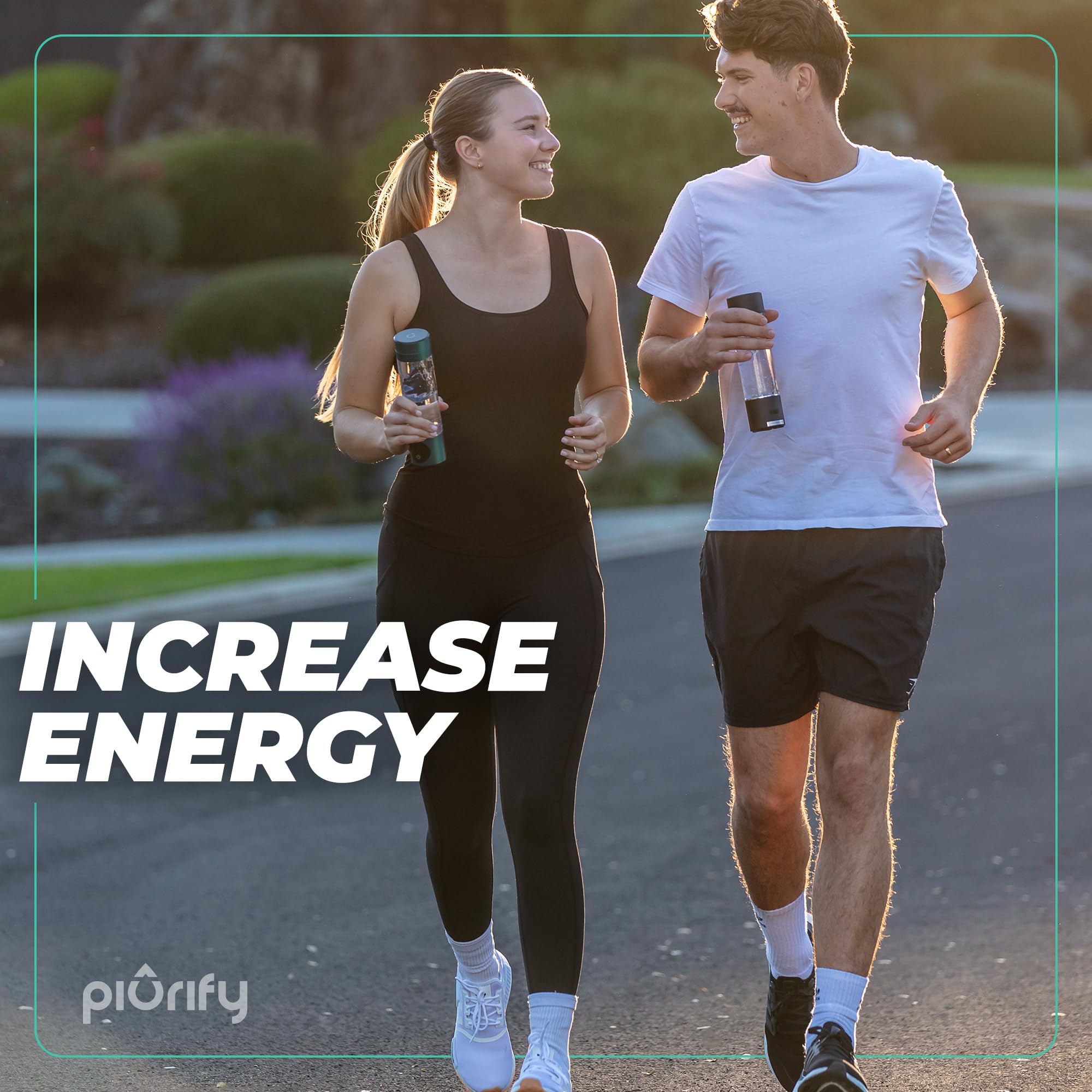 PIURIFY Hydrogen Water Bottle Generator - 4100+ PPB, Portable 10 oz, Black, Model HWB2024-NEW, SPE/PEM Technology, Athletic Hydration System