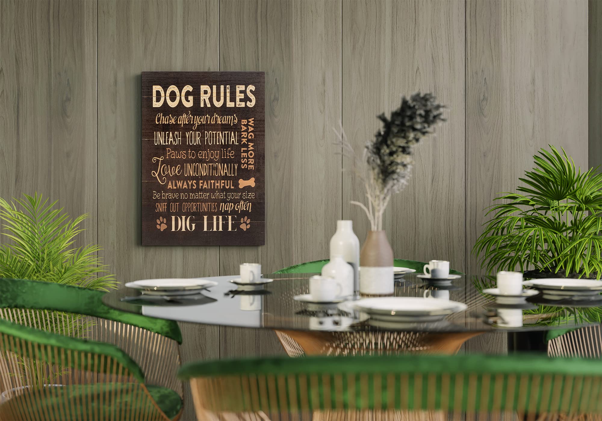 Bxfahzj Dog Rules Paw Prints Wall Art Canvas Farmhouse Funny Dog 11X14 Inch Prints Decor For Dog Room Home Bedroom Gifts For Dog