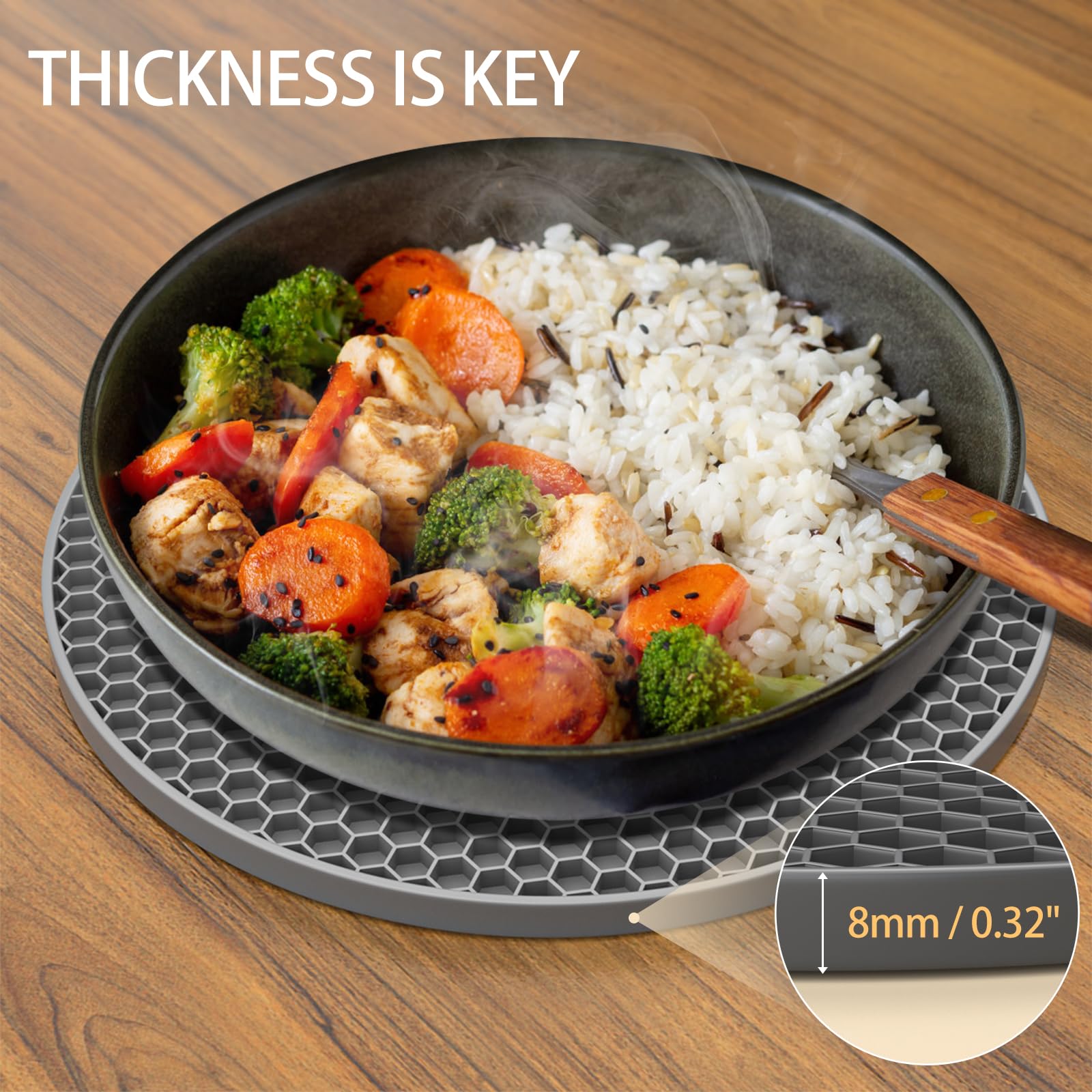Ultra Thick 8Mm Silicone Trivets For Hot Dishes Pots And Pans, Silicone Trivet Mat Hot Plates To Protect Table, Silicone Hot Pad
