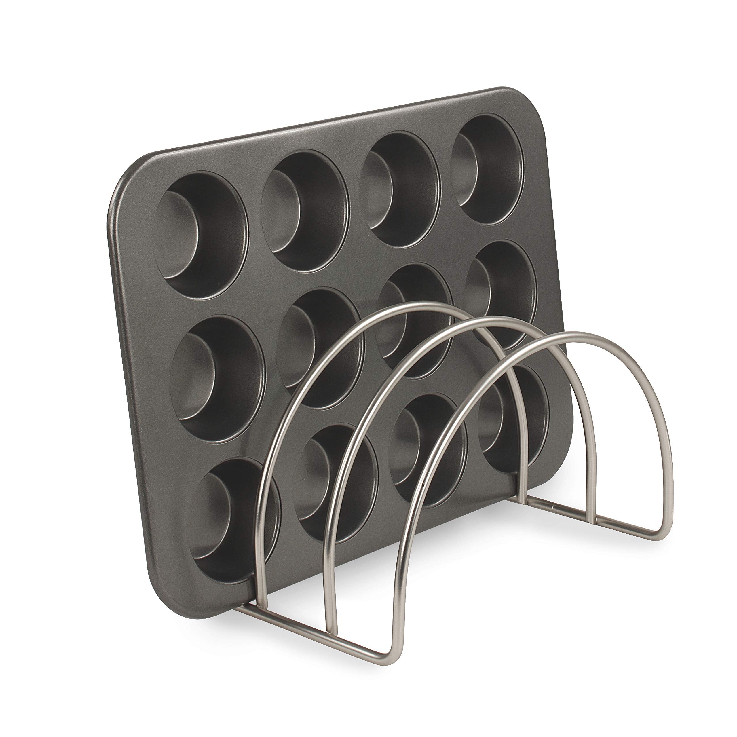 Spectrum Diversified Euro Arc Lids For Pots & Pans, Kitchen Cupboard Storage, Cabinet Skillet & Bakeware Organizer, Satin Nickel