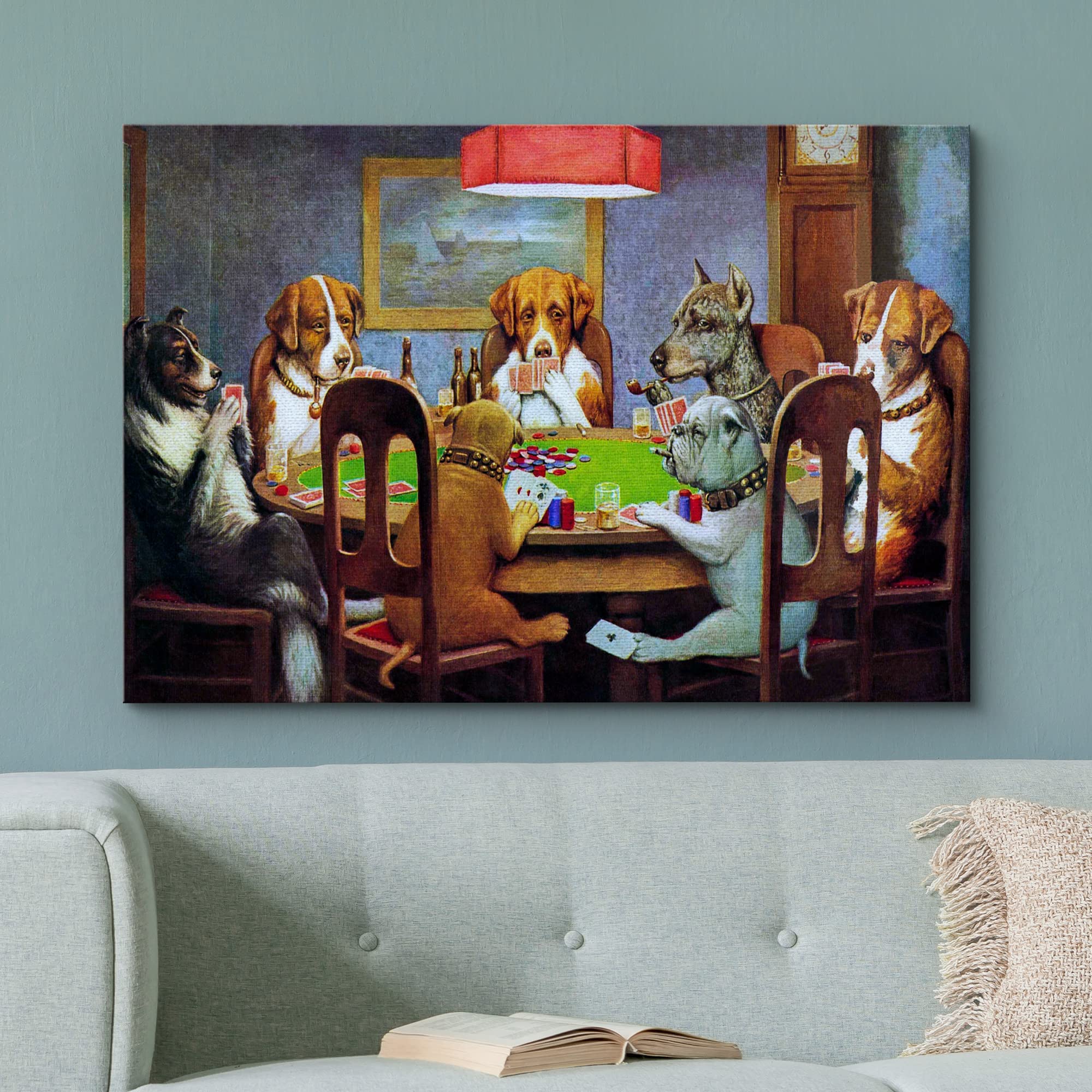 Wall26 Pokers Dogs (Or Dogs Playing Cards) By C. M. Coolidge - Canvas Print Wall Art Famous Painting Reproduction - 24'' X 36''