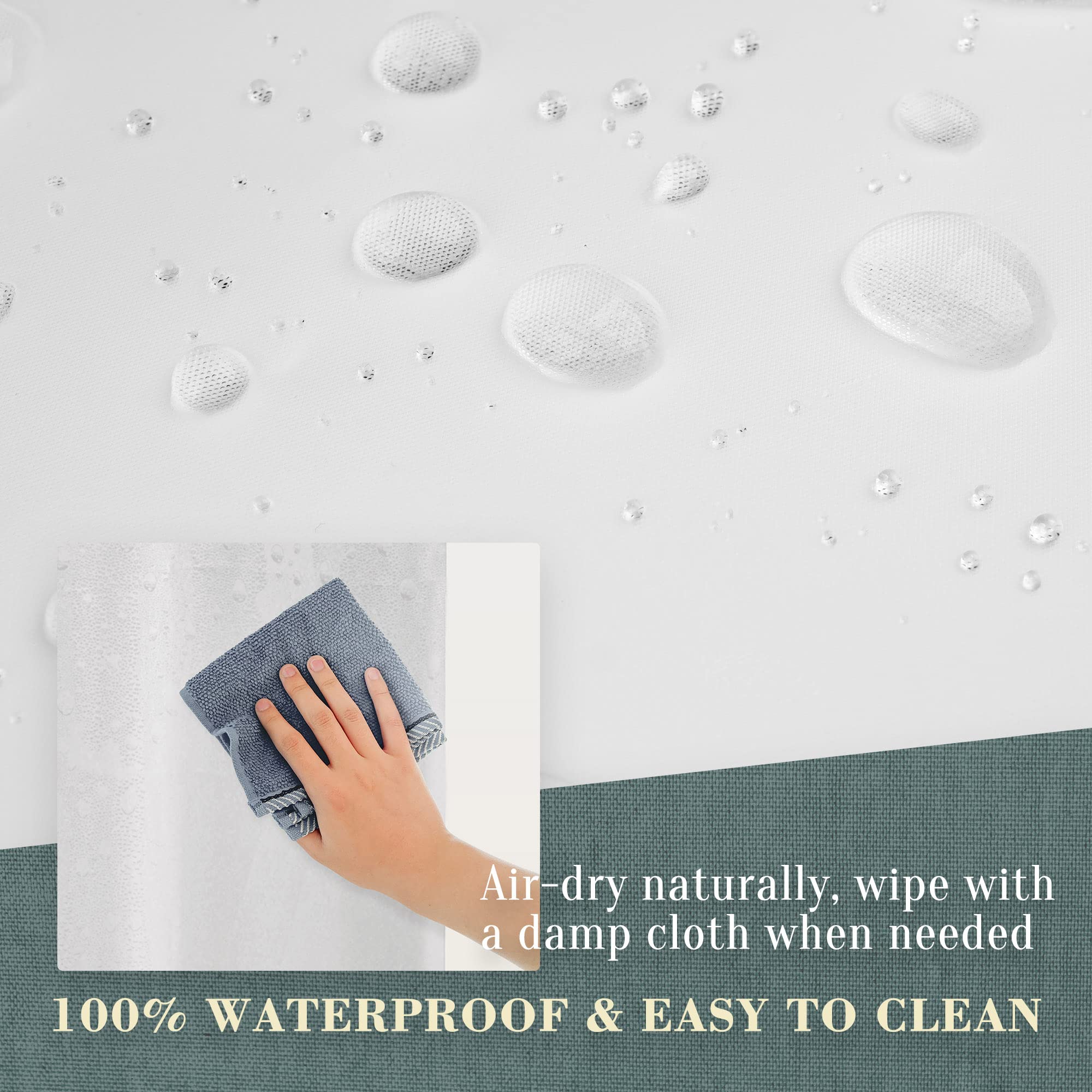 ABLUEN No Hook PEVA Shower Curtain or Liner - 8G Heavy Duty Frosted Bathroom Shower Curtain No Hooks Required  Waterproof Plastic & PVC Free  Standard Size 71 x 74  Frost