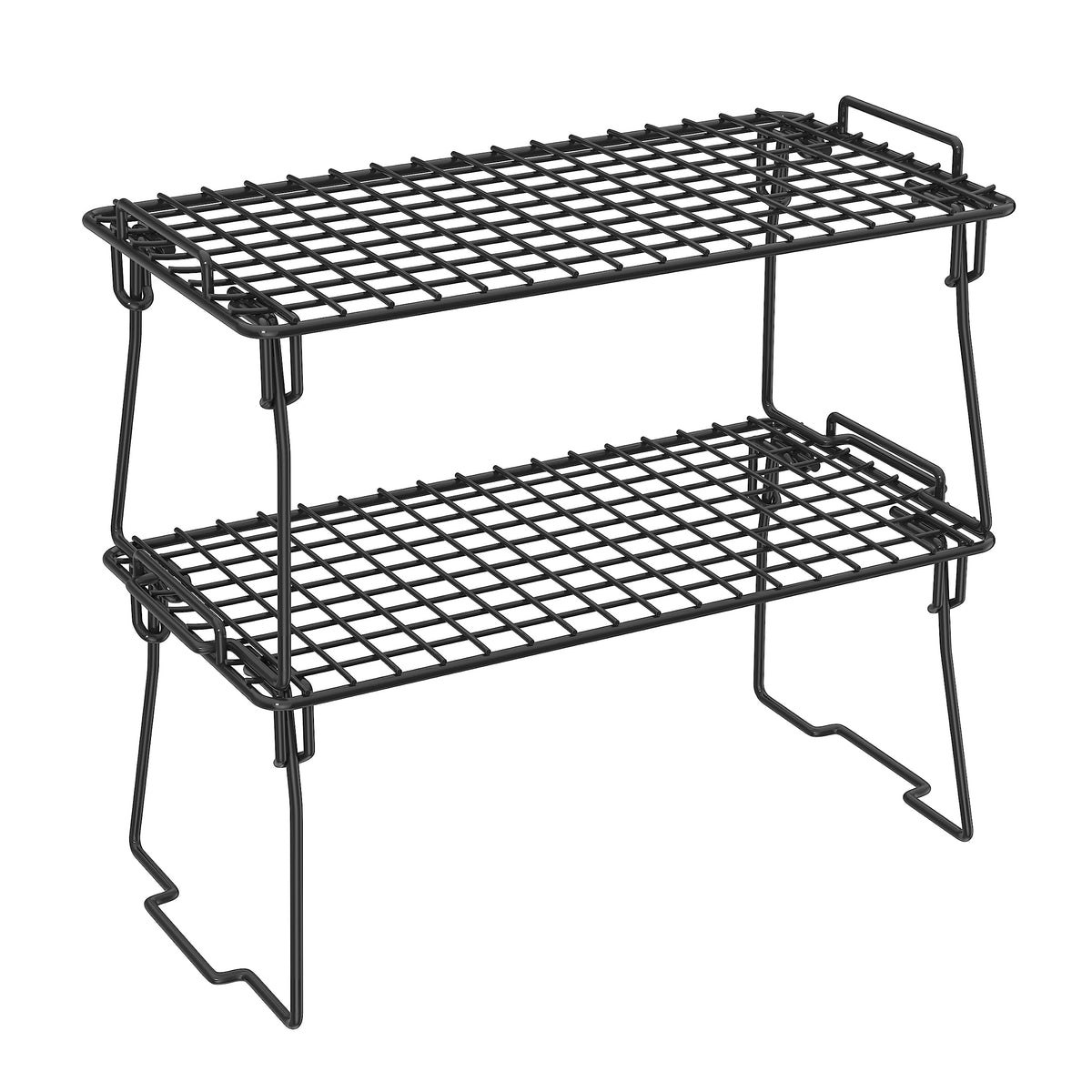Kvaroroyal Set of 2 Kitchen Counter Shelf, Stackable Cabinet Organizer Shelves, Foldable Pantry Shelf, Spice Rack for Cabinet, C