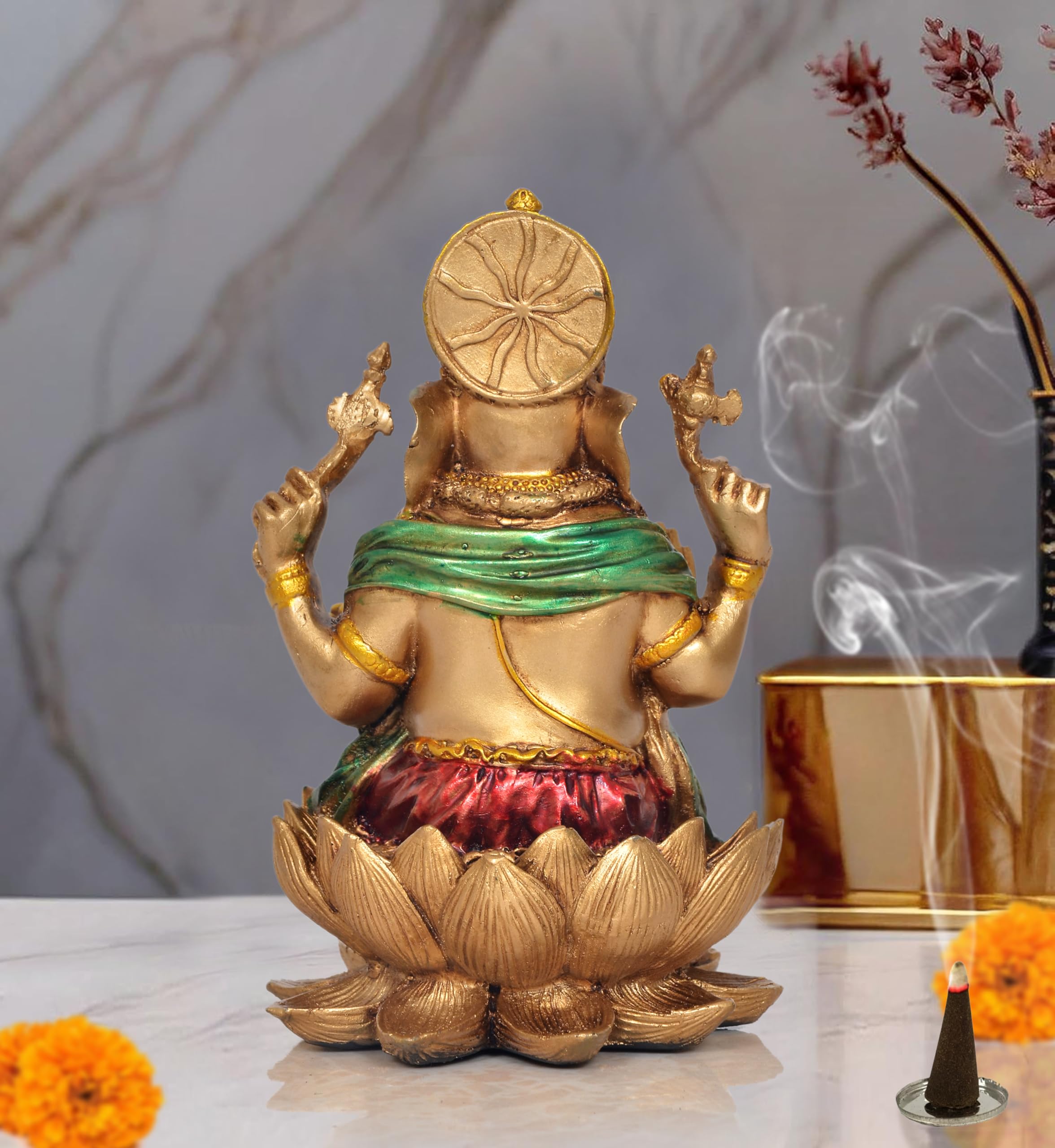 Dattatreya Cold Cast Lord Ganesha Ganpati Idol Statue Murti for Decoration and Pooja Gifting in Resin, Height : 6.5 inch