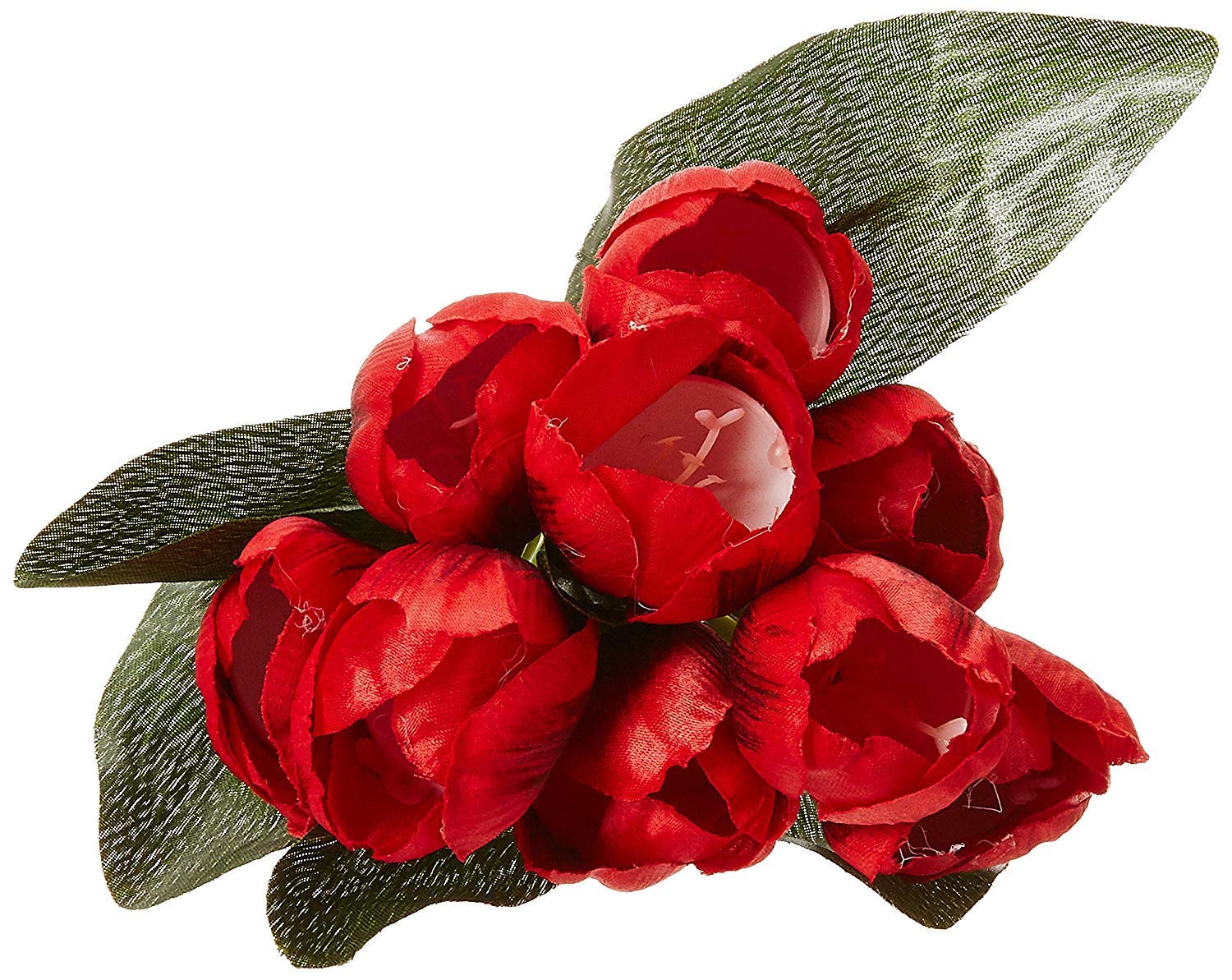Fourwalls Beautiful Artificial Polyester and Plastic Tulip Flower Bunch (9 Head Flower, 38 cm Total Height, Red)