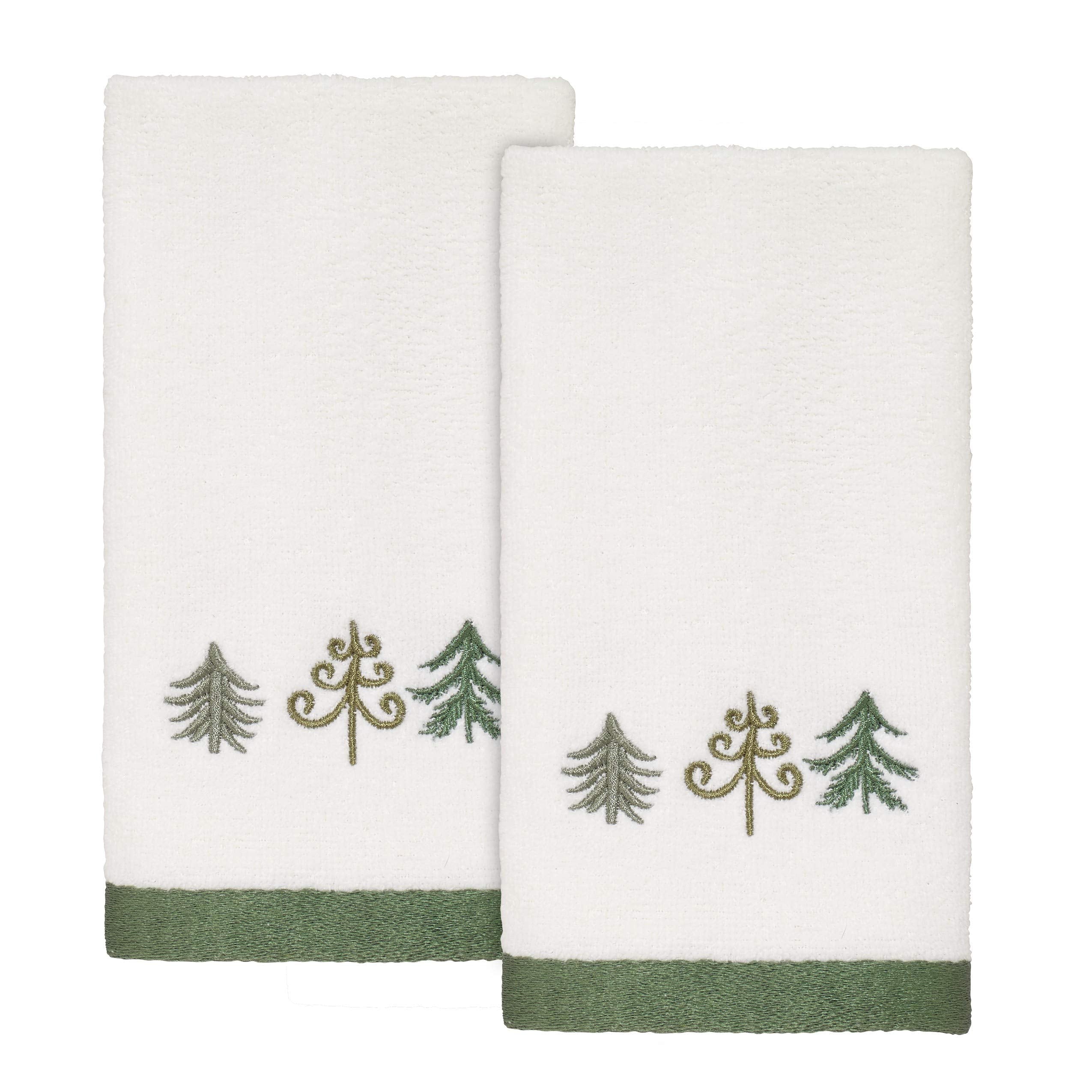 Avanti Linens - Fingertip Towels, Soft & Absorbent Cotton Velour, Holiday Bathroom Decor, Set Of 2 (Christmas Trees Collection)