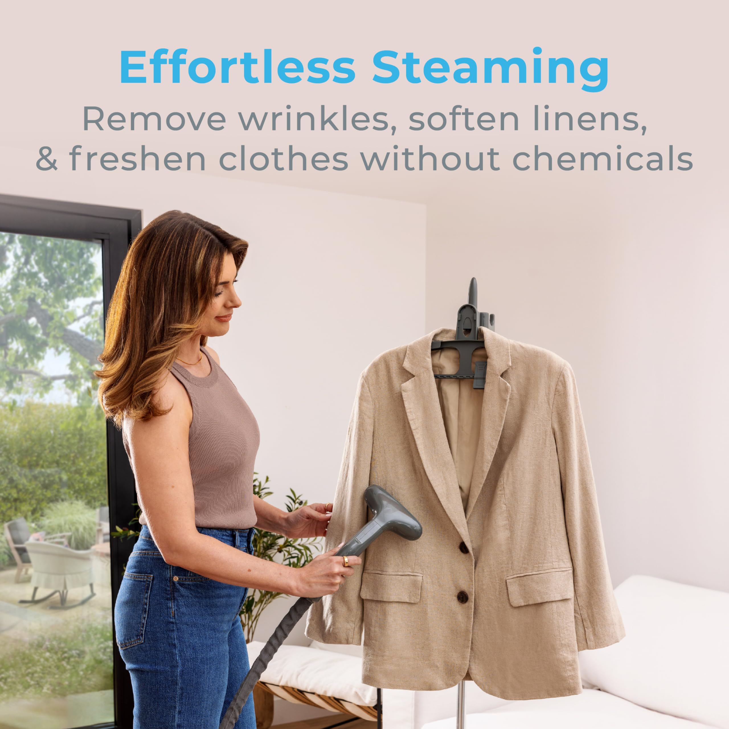 Pure Enrichment PureSteam XL Fabric Steamer - 0.95 Gallon, Heats in 45 Sec, White, Model PESTMXL, Professional Wrinkle Remover
