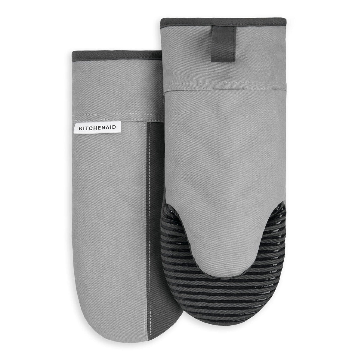Kitchenaid Beacon Two-Tone Non-Slip Oven Mitt Set, Cool Grey/Frost Grey, 5.75''X13'', 2 Piece