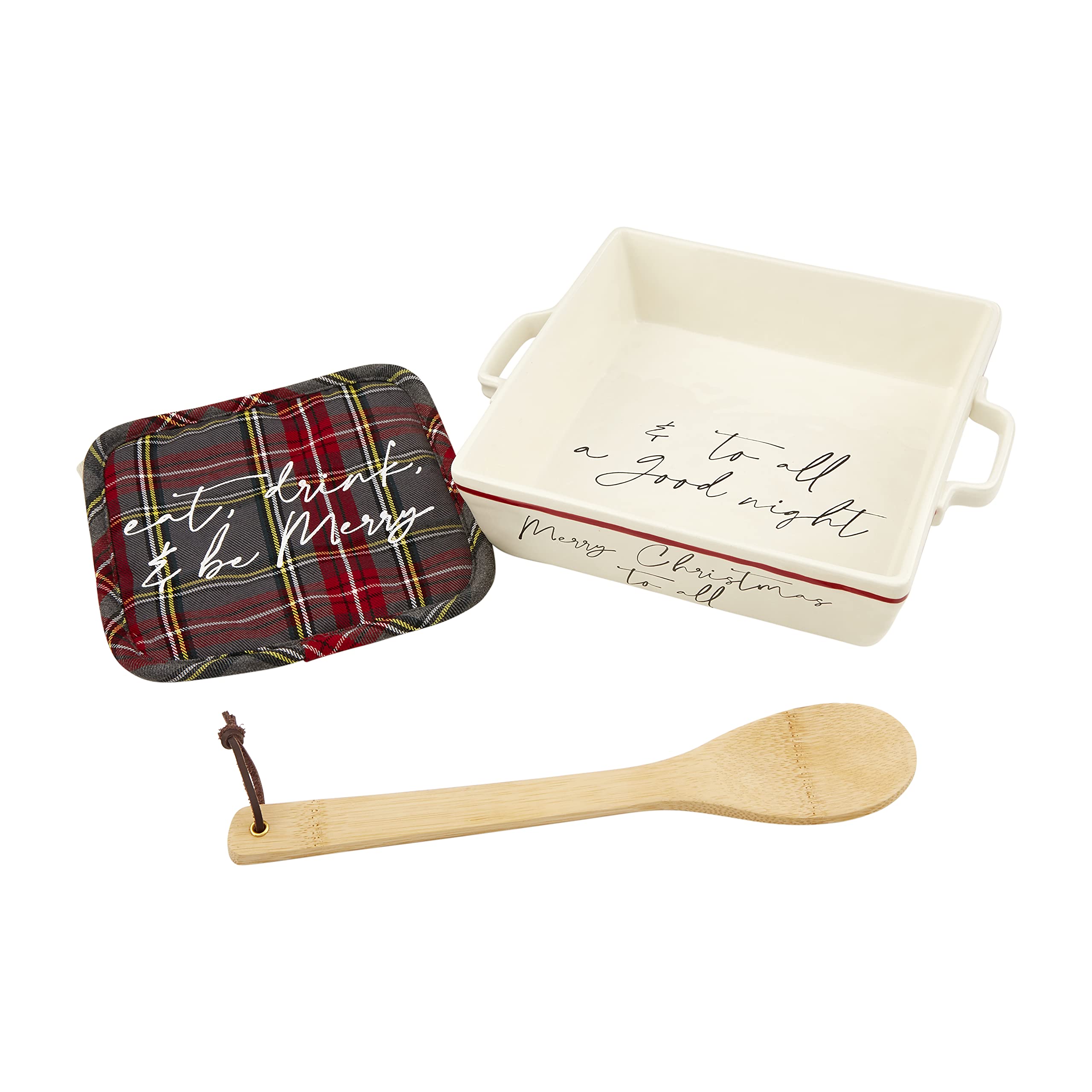 Mud Pie Christmas Baker And Tartan Towel Set, 8.75'' X 10.25''