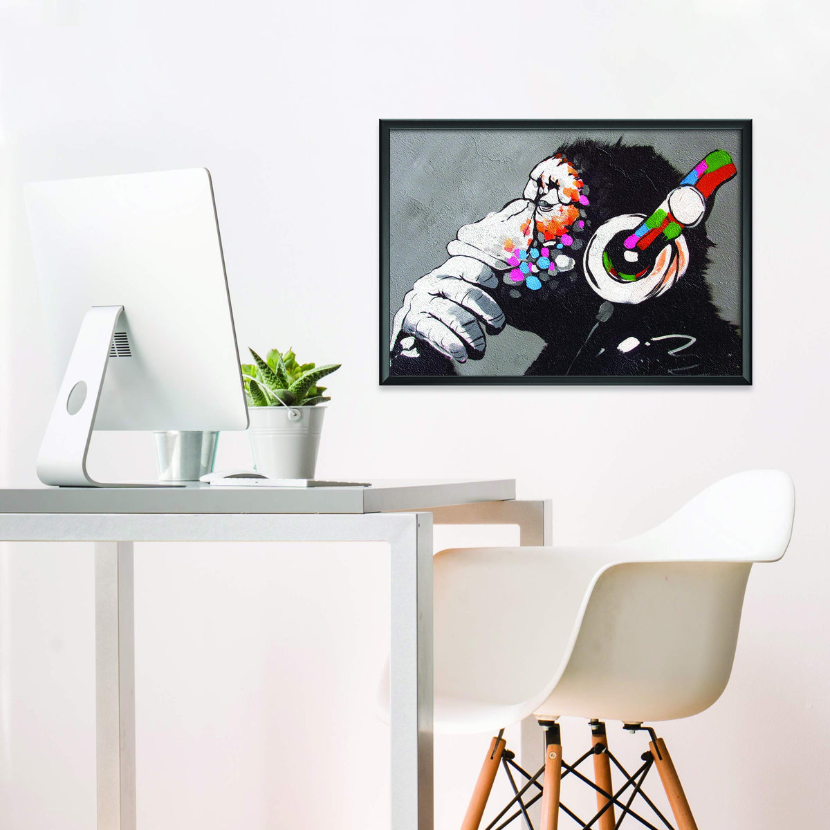 Banksy Monkey Graffiti Wall Art Poster For Guys - Gamer Room Music Decor - Cuadros De Pared De Sala Modernos Pare Decorativos -