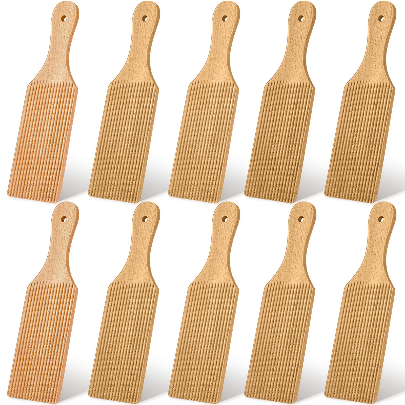 Newtay 10 Pcs Gnocchi Boards, Wooden Pasta Board Butter Paddle for Homemade Making, Easy to Use Pasta Tool for Home Kitchen Trad