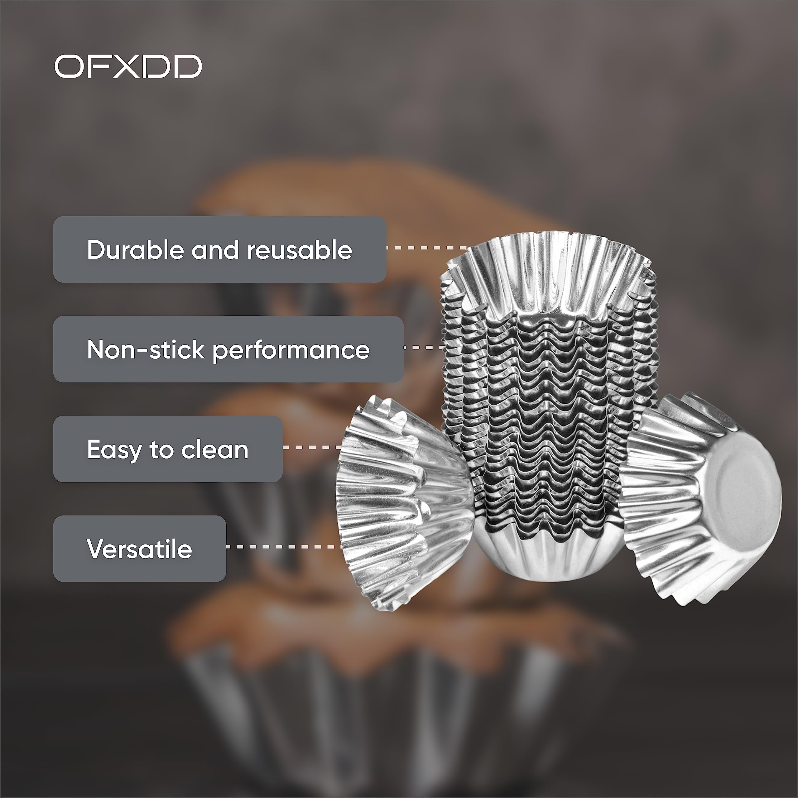 Muffin Cups For Kitchen Baking 3.35 Inch - 20 Pcs Metal Egg Tart Molds For Baking - Reusable Mini Tart Tins And Cupcake, Non-Sti