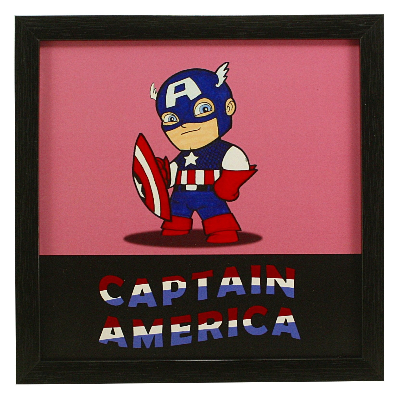 Indianara 4 Piece Set of Framed Wall Hanging Kids Room Decor Iron Man Hulk Thor Captain America Art Prints 8.7 INCH X 8.7 INCH W