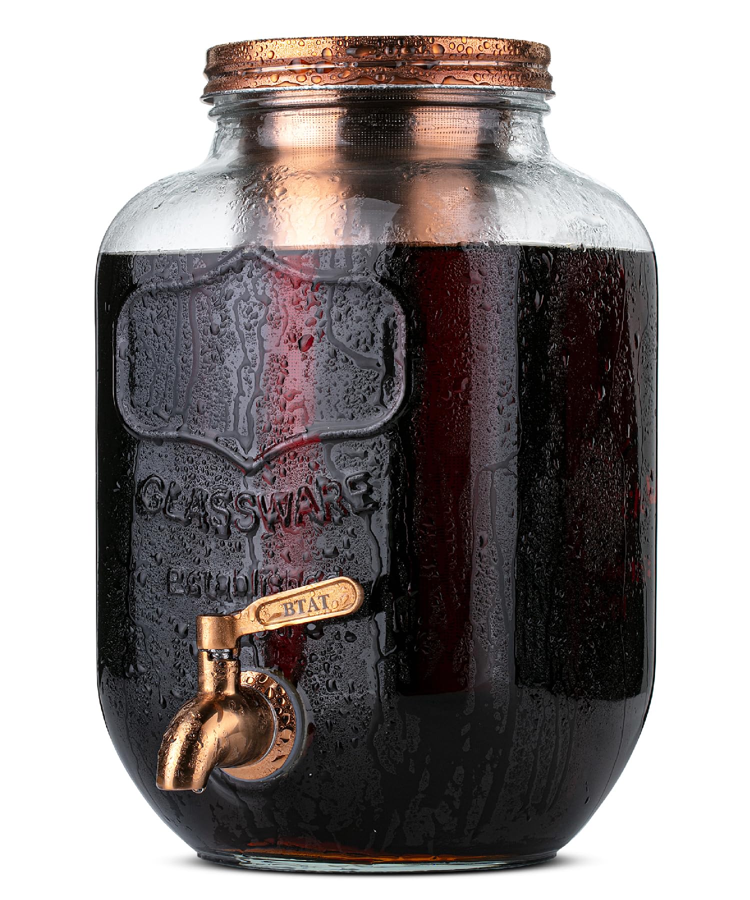 Brew To A Tea Cold Brew Coffee Maker, 1 Gallon, Rose Gold, Mason Jar, 16 Servings