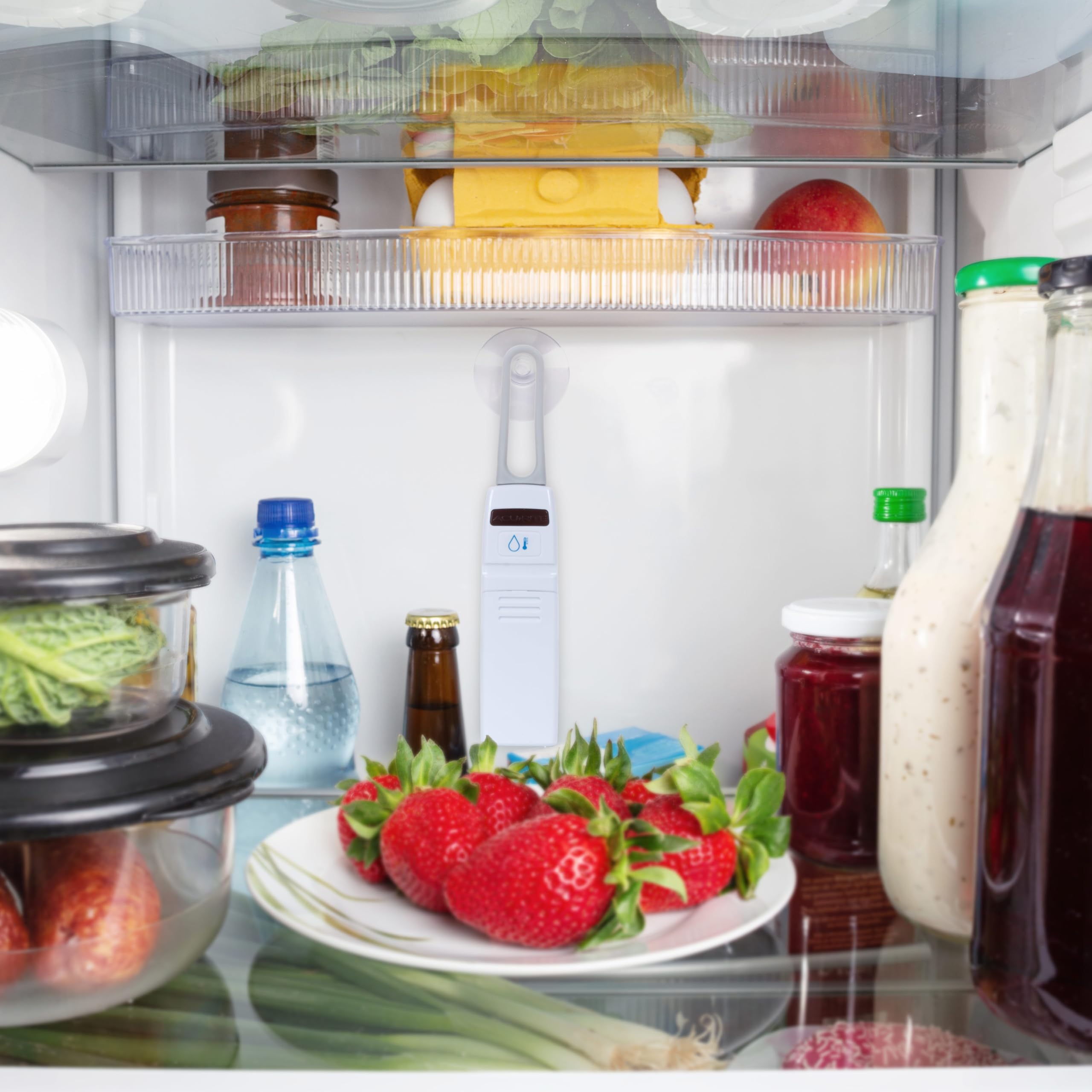 Acurite Matte White Digital Wireless Fridge And Freezer Thermometer For Home And Restaurants With Alarm And High/Low Temperature