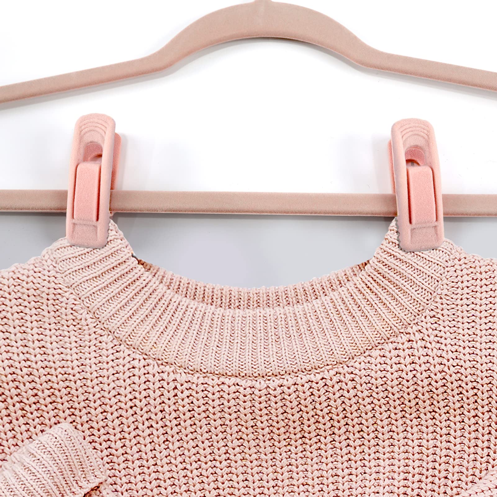 Trgowaul Light Pink Velvet Hangers Clips, Pant Hangers Velvet Clips, Strong Finger Clips Perfect For Thin Velvet Hangers Suit Sk