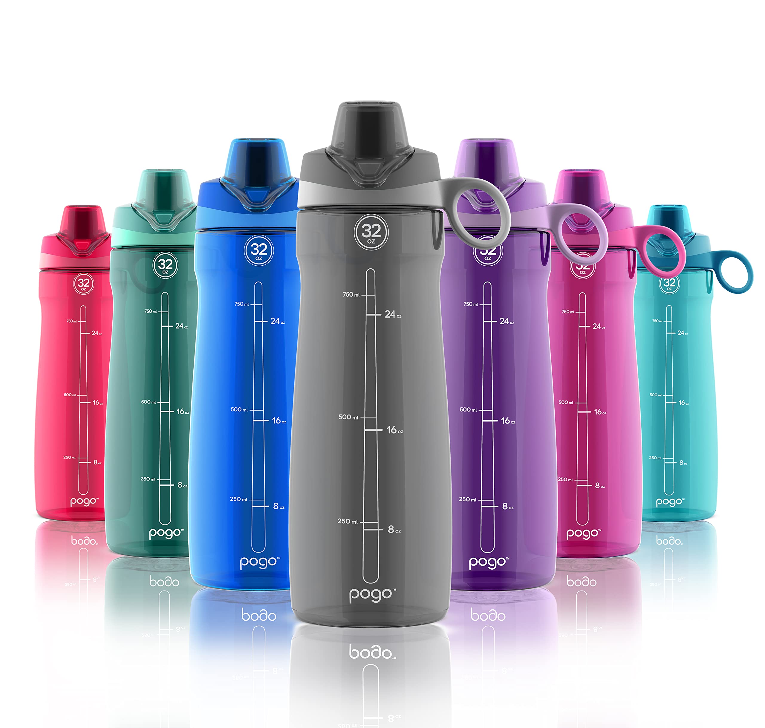 Pogo Bpa-Free Tritan Plastic Water Bottle With Chug Lid, 18 Oz, Grey