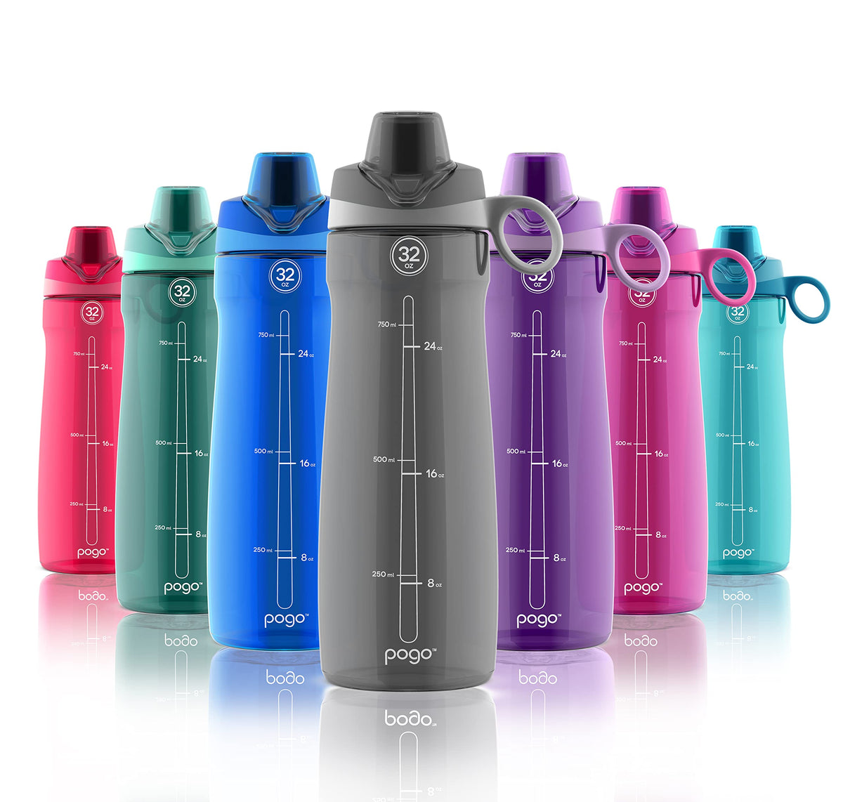 Pogo Bpa-Free Tritan Plastic Water Bottle With Chug Lid, 40 Oz, Grey
