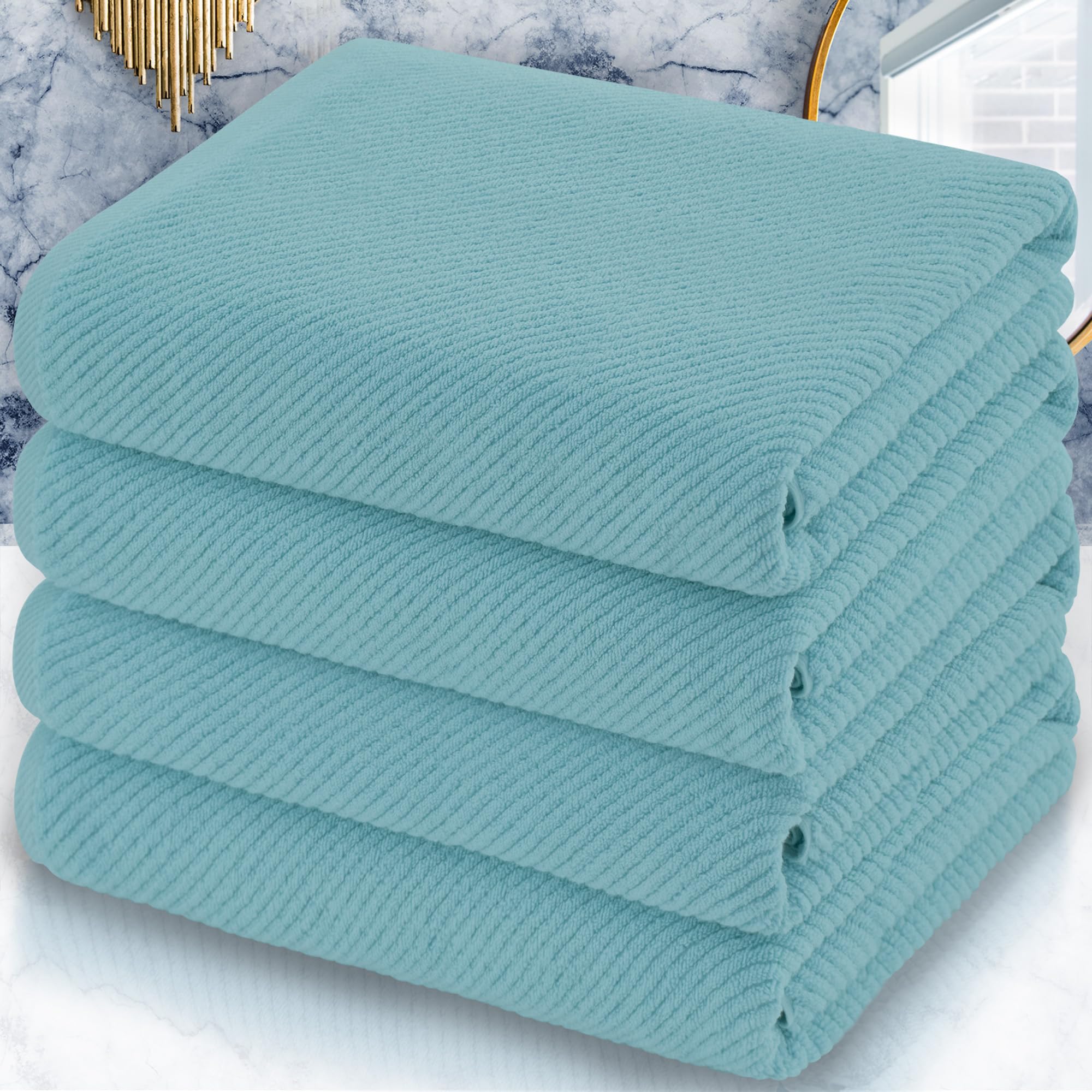 Luxury Bath Towels, 4Pc Large 30'' X 56'' - 100% Cotton | Quick Dry | Hotel Quality | Thick | Soft | Absorbent, Lightweight Bath