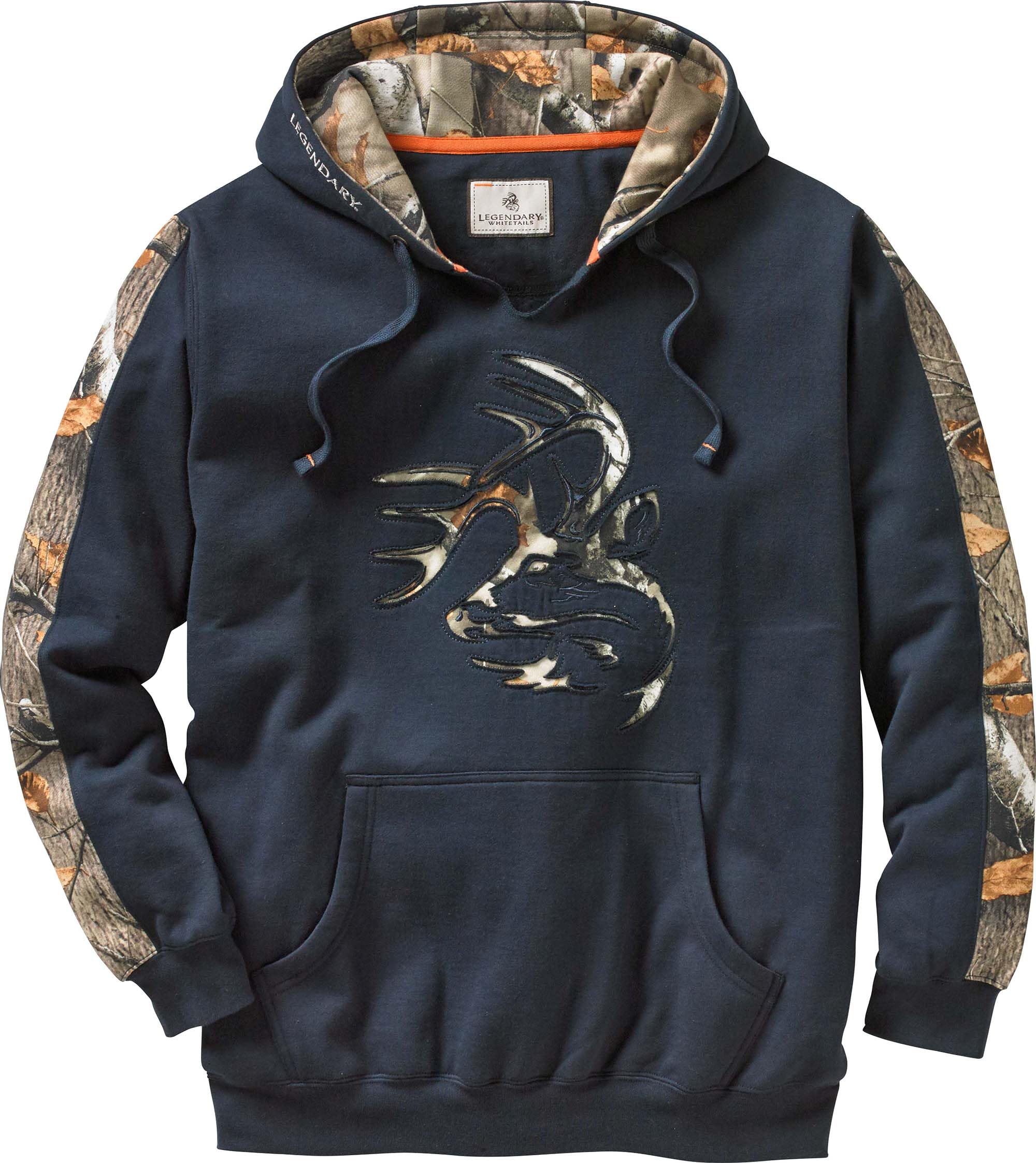 Legendary Whitetails Mens Standard Camo Outfitter Hoodie, Navy, Medium