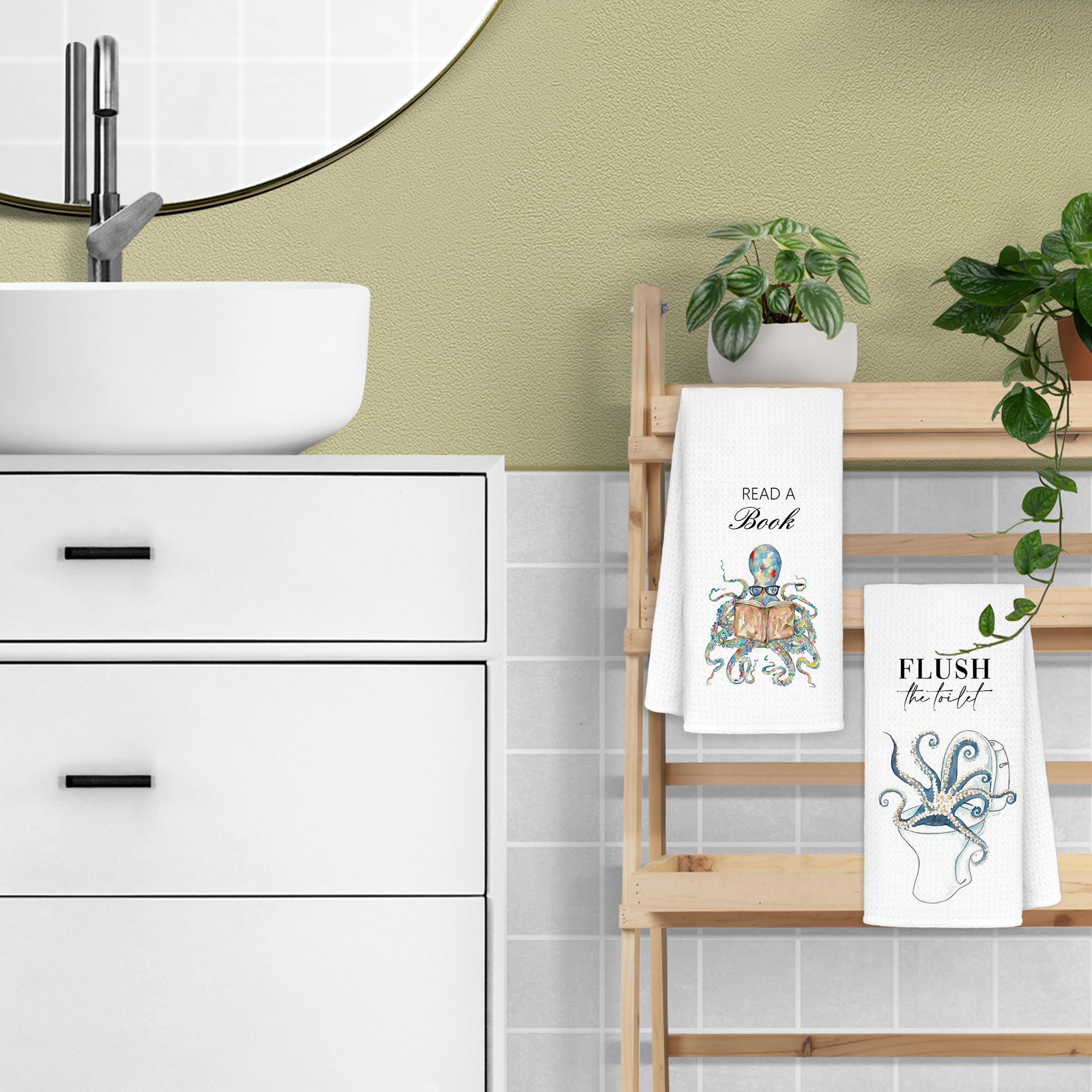 Jvpke Funny Octopus Bath Towels - Decorative Bath Hand Towels for Bathroom Set of 2 - Octopus Gifts for Women, Kids, Men, Girls,
