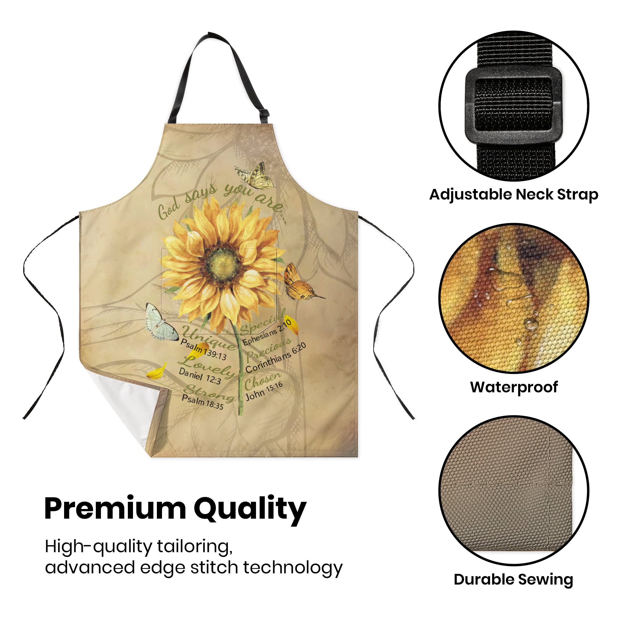 Kiyiyzer Christian Gifts For Women, Inspirational Gifts For Women, Religious Cooking Aprons For Women With 2 Pockets