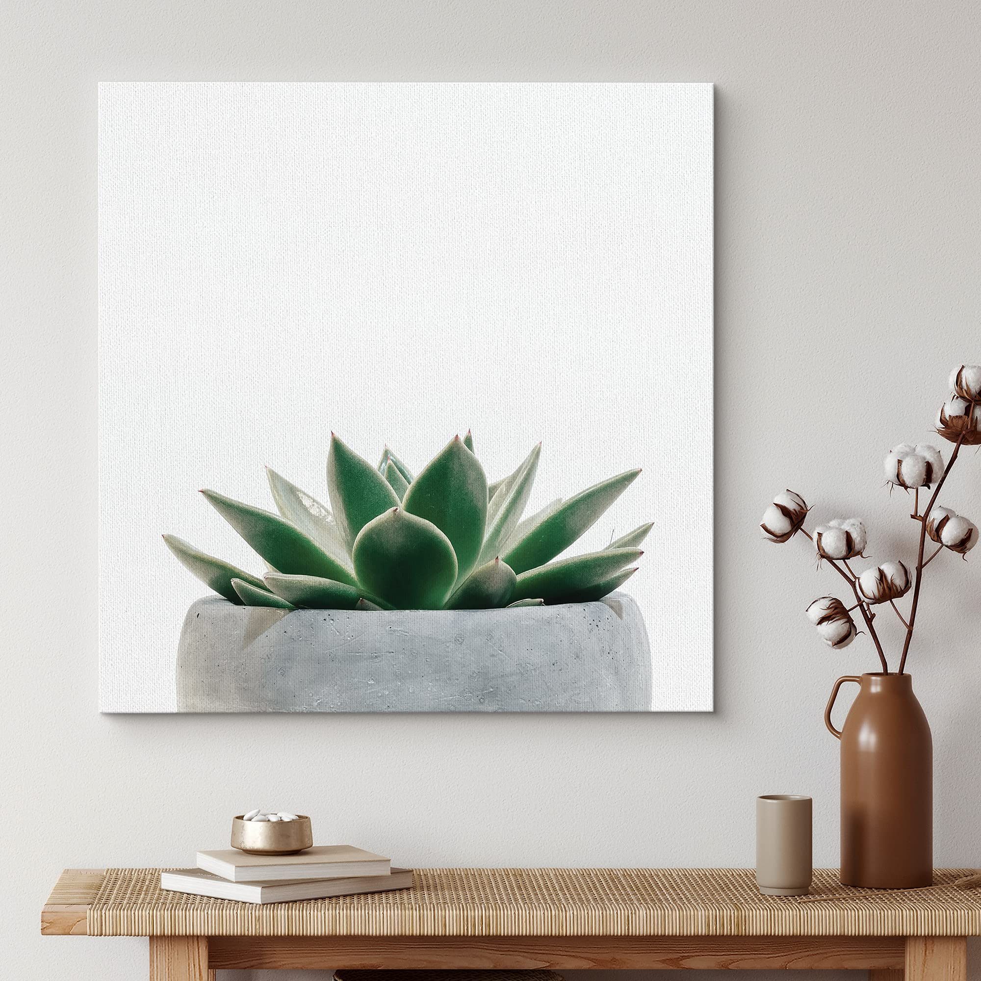 Wall26 Canvas Print Wall Art Green Succulent In Gray Pot Nature Wilderness Photography Realism Chic Scenic Relax/Calm Multicolor