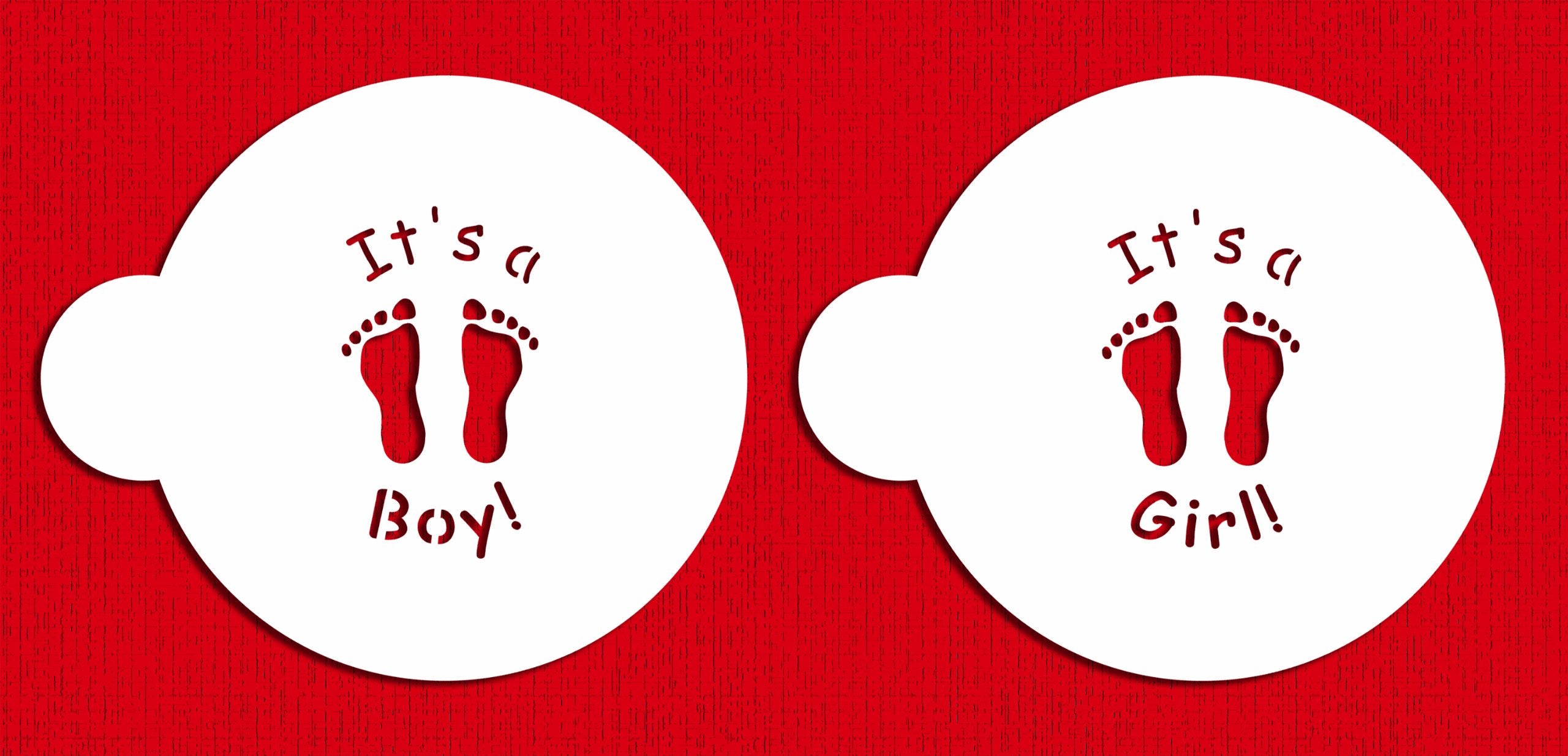 Designer Stencils C064 It'S A Boy/Girl Cookie Stencil - 3.5 Inch, Beige/Semi-Transparent