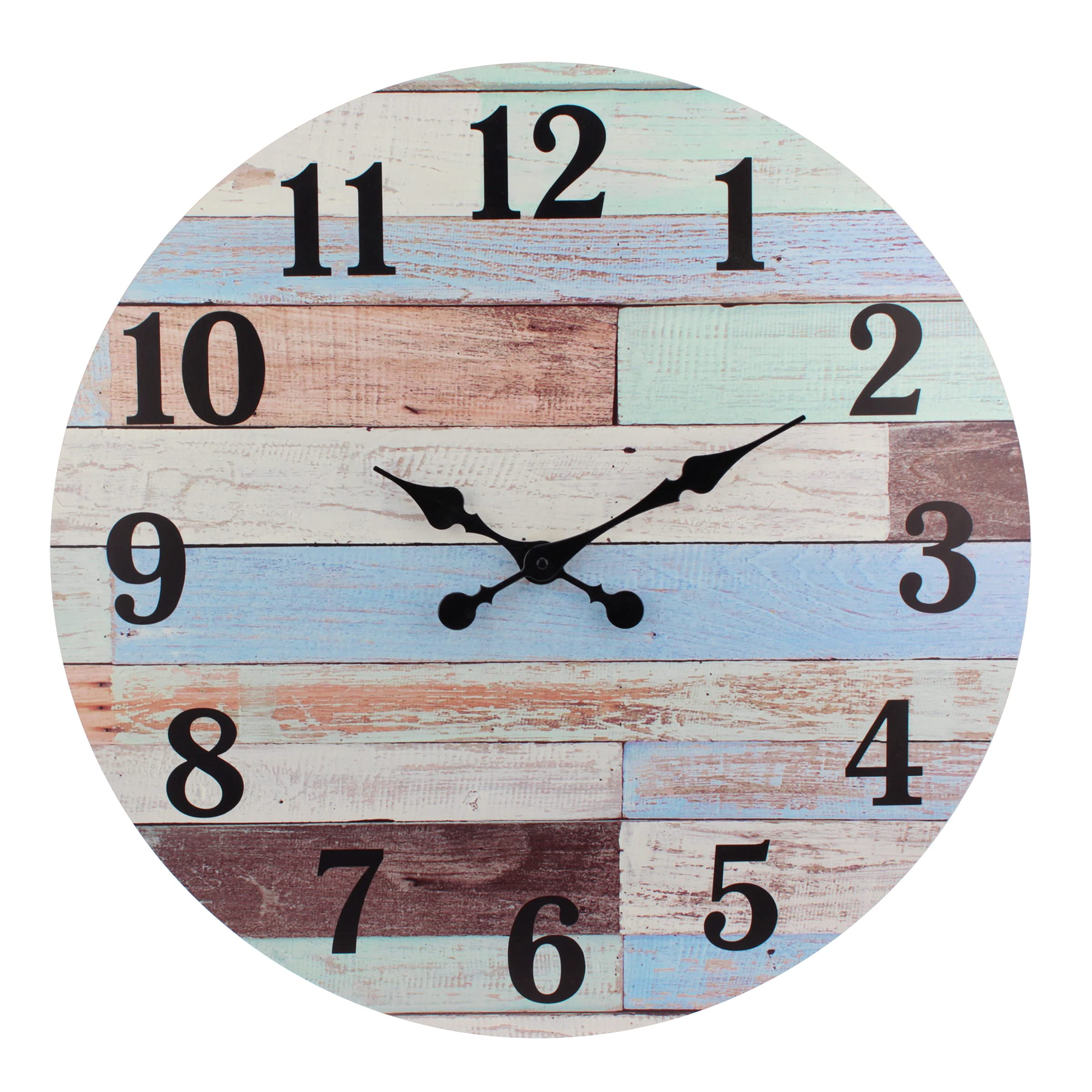Stonebriar Vintage Coastal Worn Blue 23 Inch Round Battery Operated Wall Clock