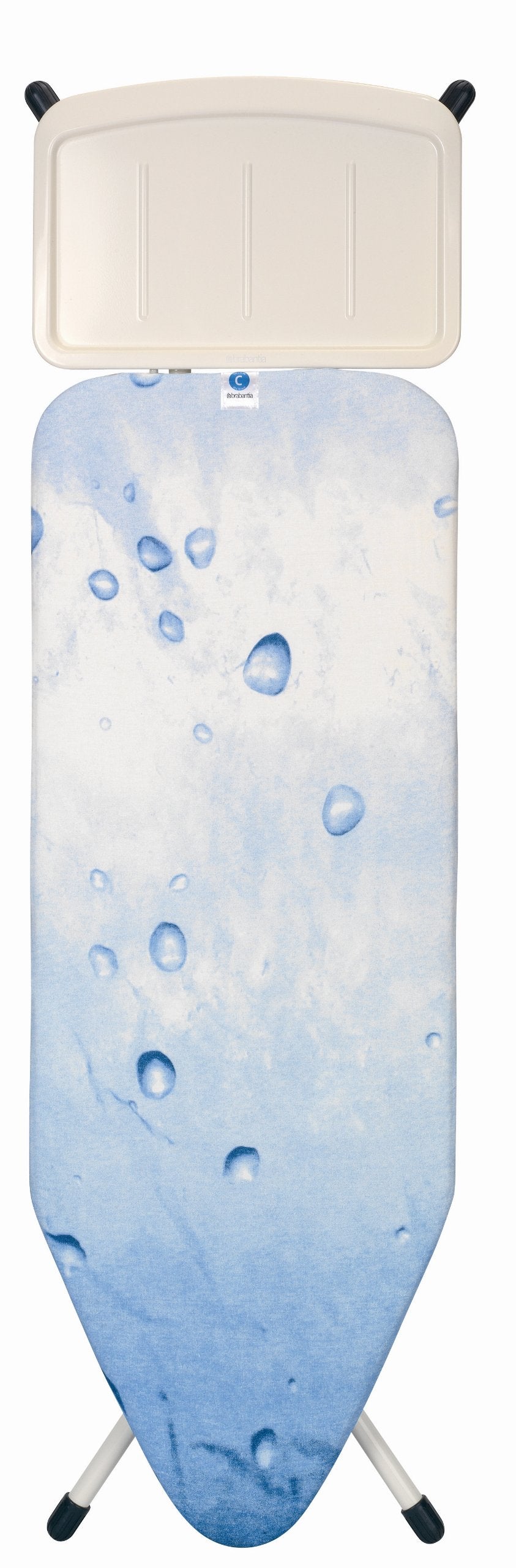 Brabantia Size C Ironing Board (49x18 in) 7 Height Options, Solid Steam Unit Rest Holder (Ice Water) Non-Slip Feet, Anti-Collaps