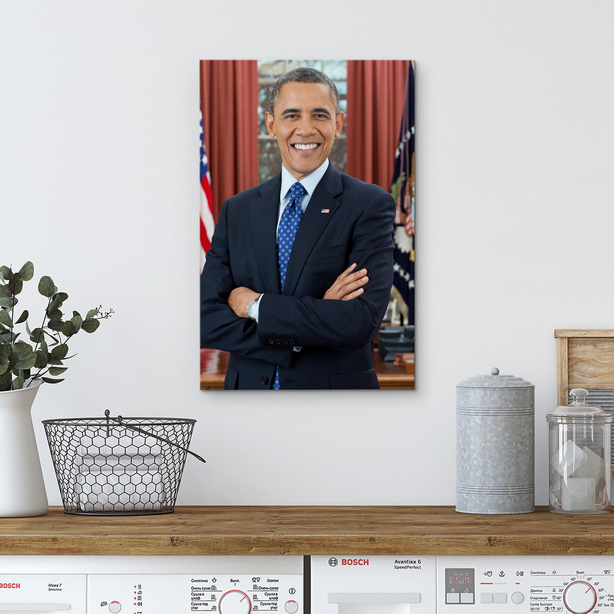 Wall26 Canvas Print Wall Art Portrait Of President Barack Obama People Pop Culture Historical Realism Famous Closeup Colorful Mu