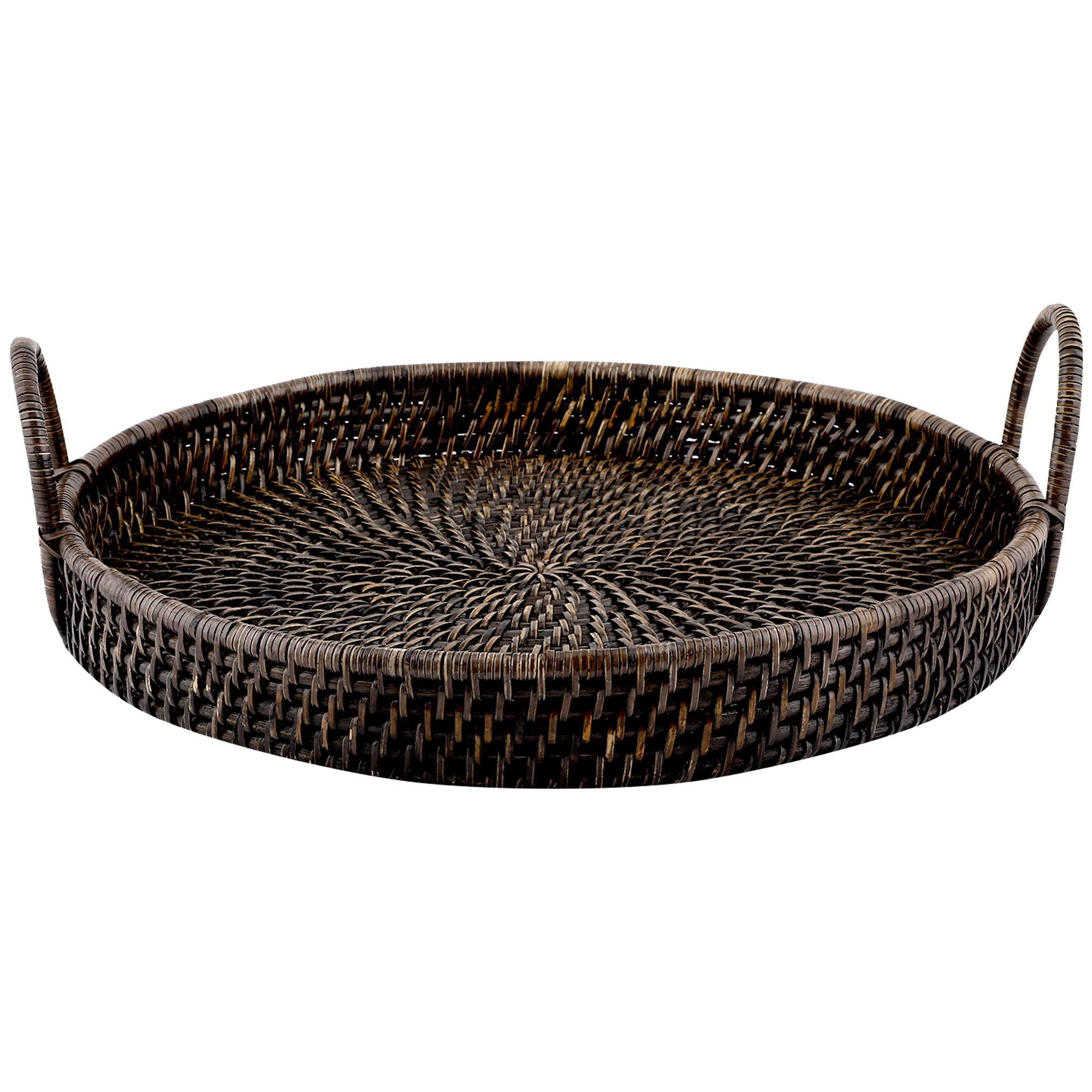 AKWAY Wicker Serving Tray Wooden Serving Tray for Home | Dining Table Decorative Trays | Serving Tray for Party Guests | Rectang