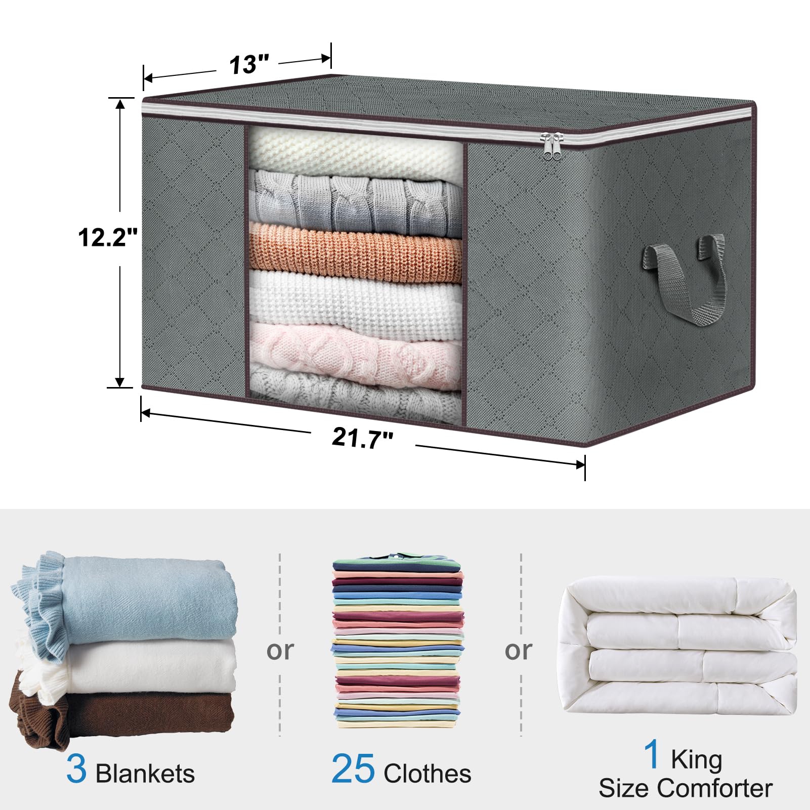 Budding Joy Clothes Storage, Foldable Large Storage Bags, Storage and Organization for Clothing, Blanket, Comforter, Clothes, Pi